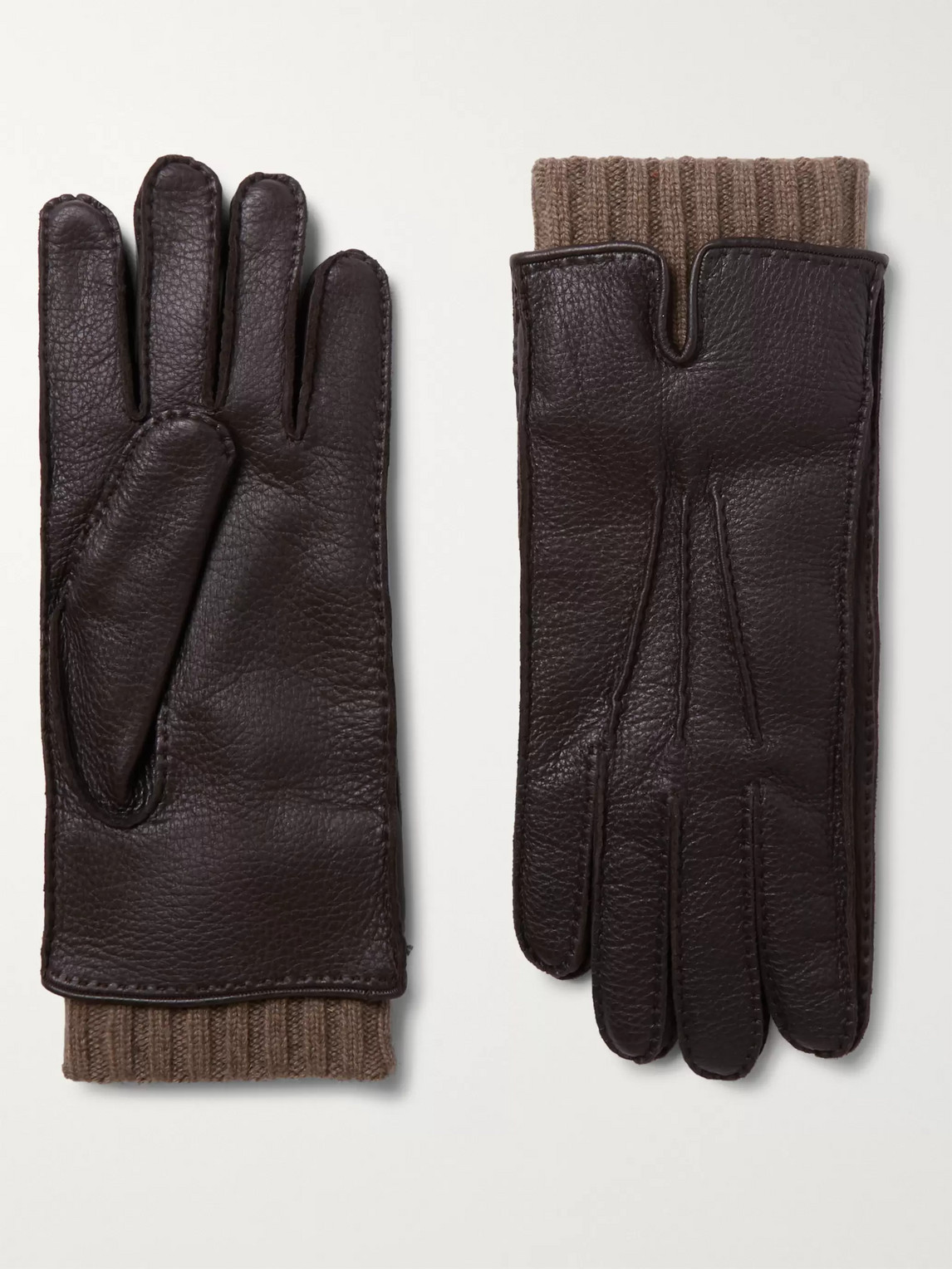LORO PIANA BABY CASHMERE-LINED LEATHER GLOVES