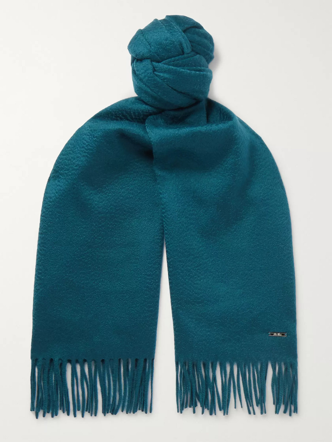 Loro Piana Fringed Cashmere Scarf In Blue