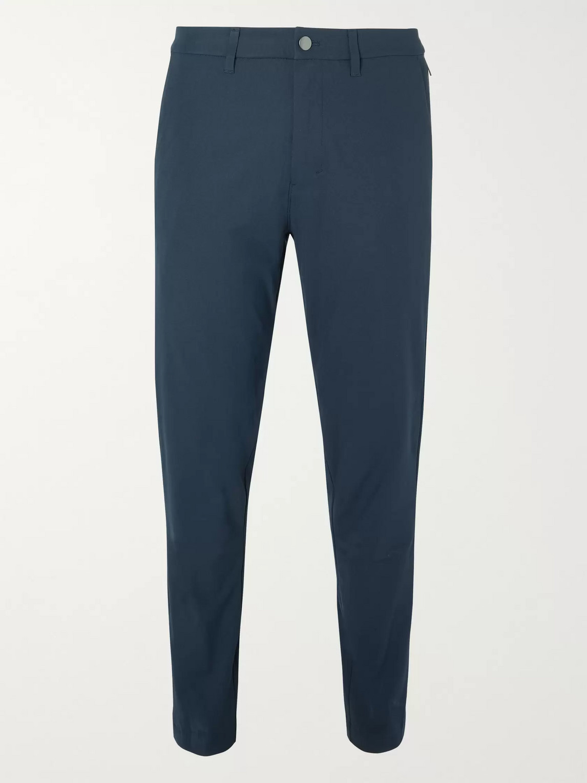 Lululemon Navy Commission Slim-fit Tapered Warpstreme Trousers In Blue