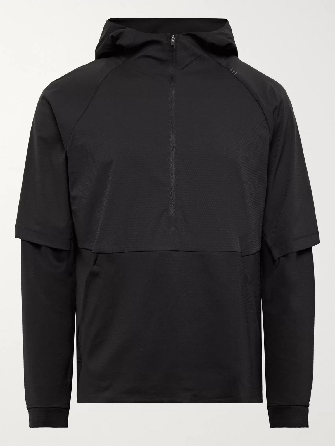 Lululemon Mobility Train Quilted Shell And Jersey Half-zip Hoodie In Black