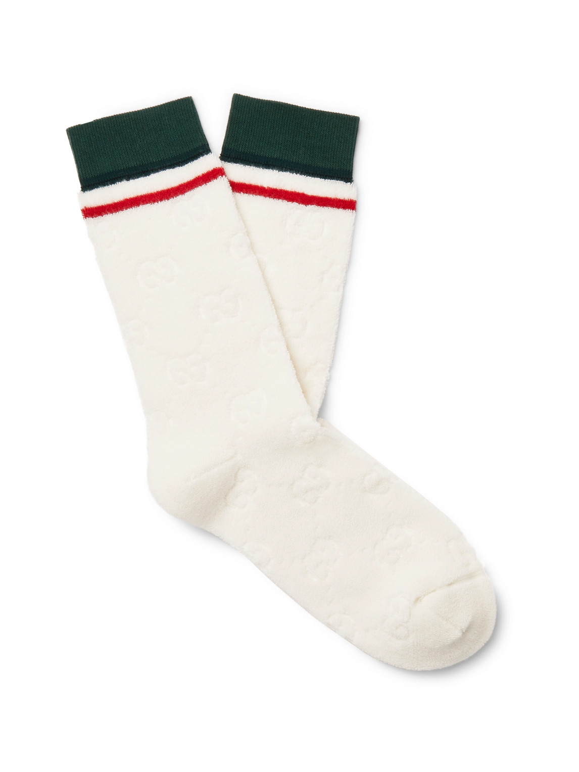 Striped Logo-Embossed Cotton-Blend Jacquard Socks