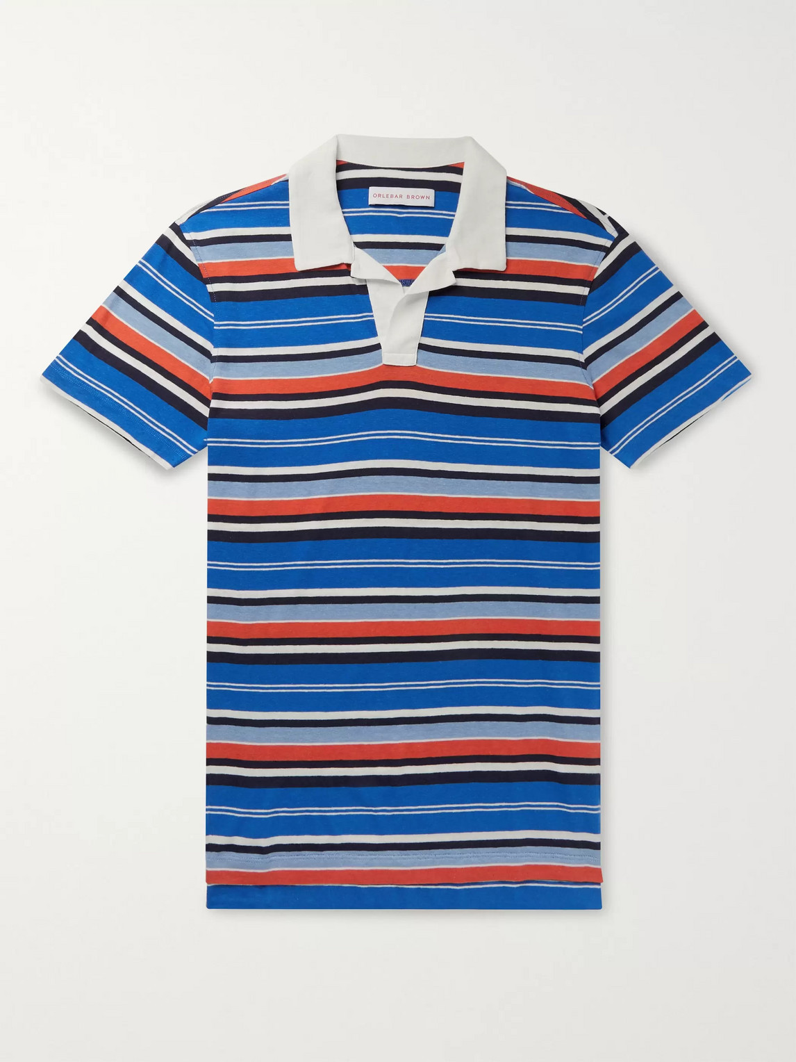 Orlebar Brown Felix Slim-fit Striped Cotton And Linen-blend Polo Shirt In Multi