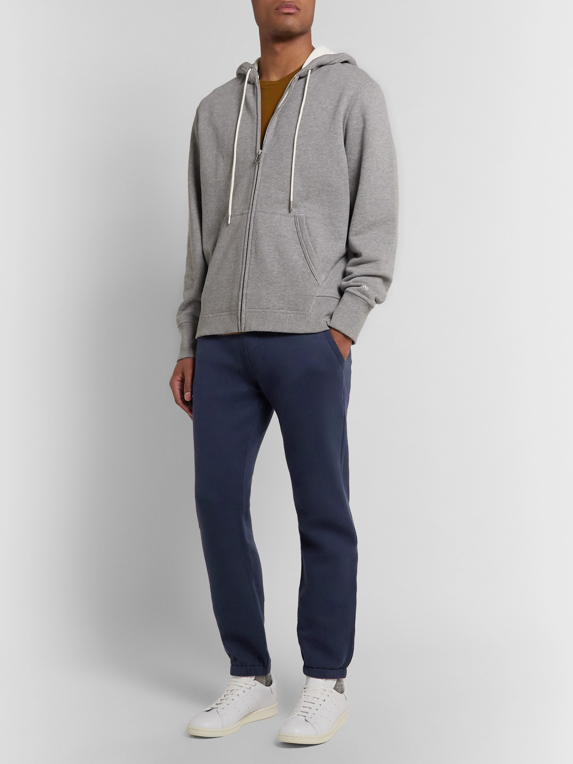 Shop Entireworld Organic Fleece-back Cotton-jersey Sweatpants In Blue