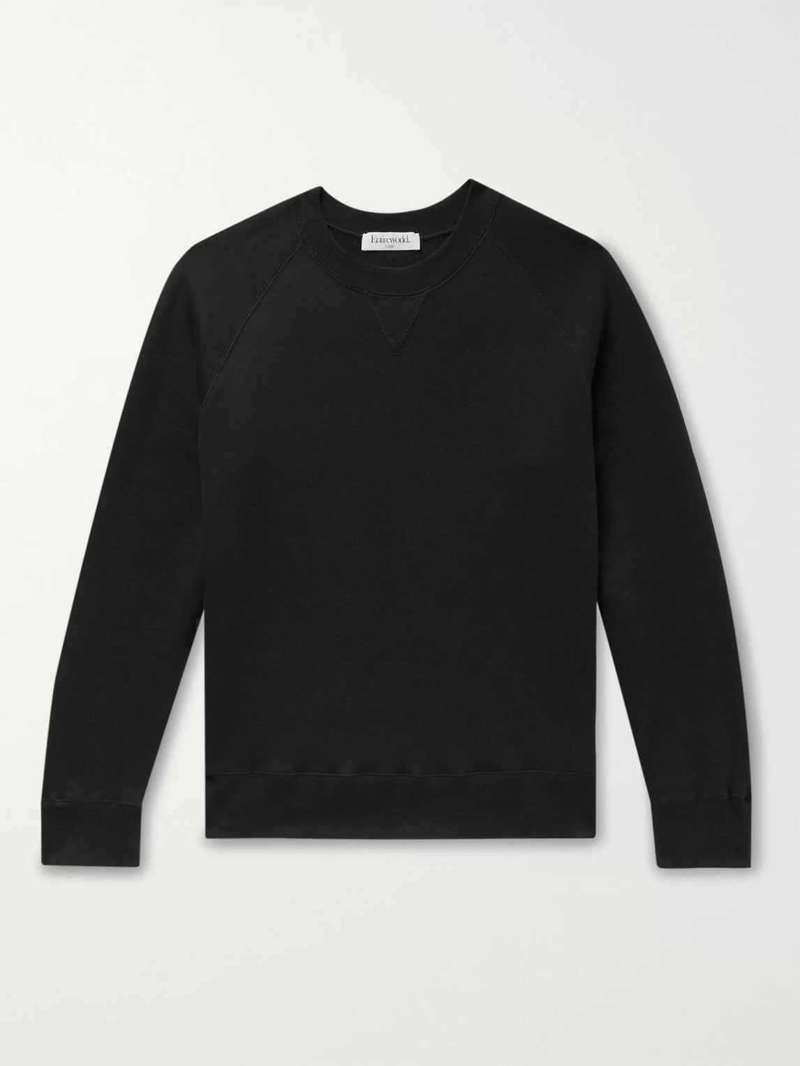 Entireworld Slim-fit Fleece-back Organic Cotton-jersey Sweatshirt In Black