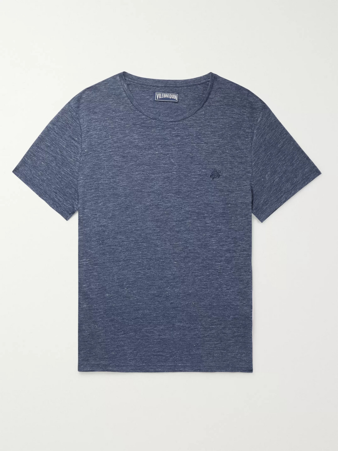 Vilebrequin Tiramisu Logo-embroidered Linen T-shirt In Blue