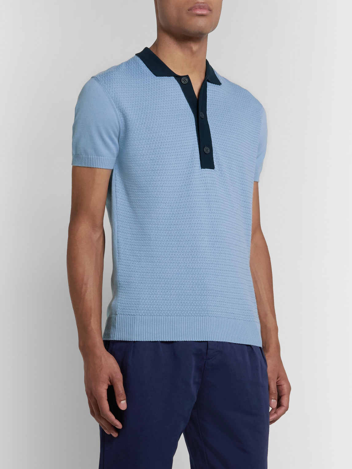Shop Orlebar Brown Rushton Slim-fit Cotton Polo Shirt In Blue