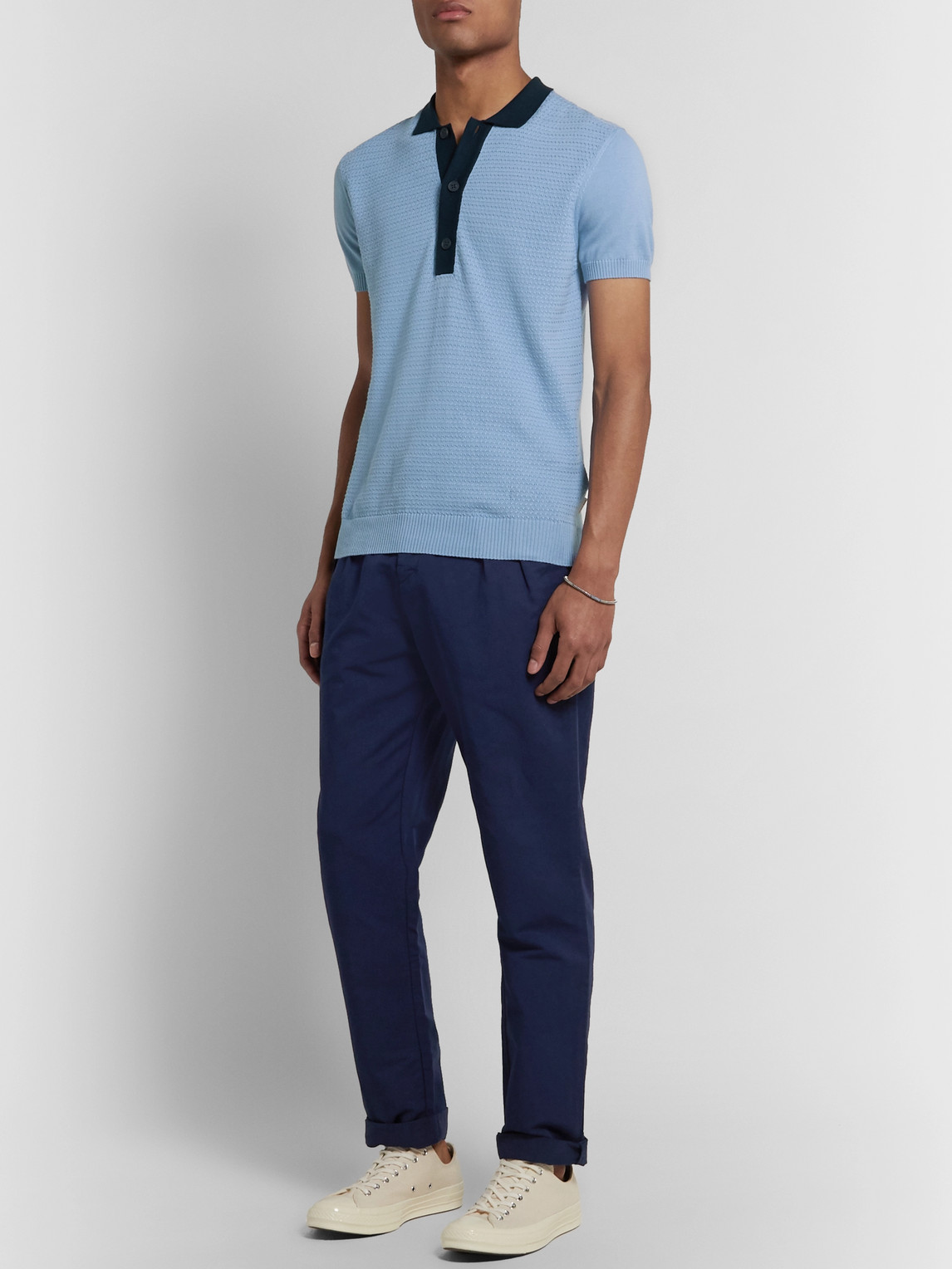 Shop Orlebar Brown Rushton Slim-fit Cotton Polo Shirt In Blue
