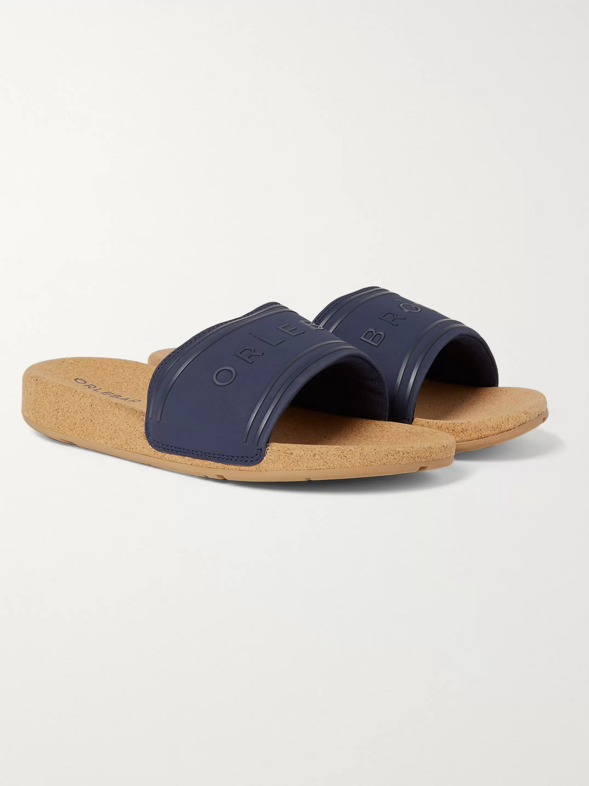 Orlebar Brown Haddon Logo-embossed Canvas And Cork Slides In Blue