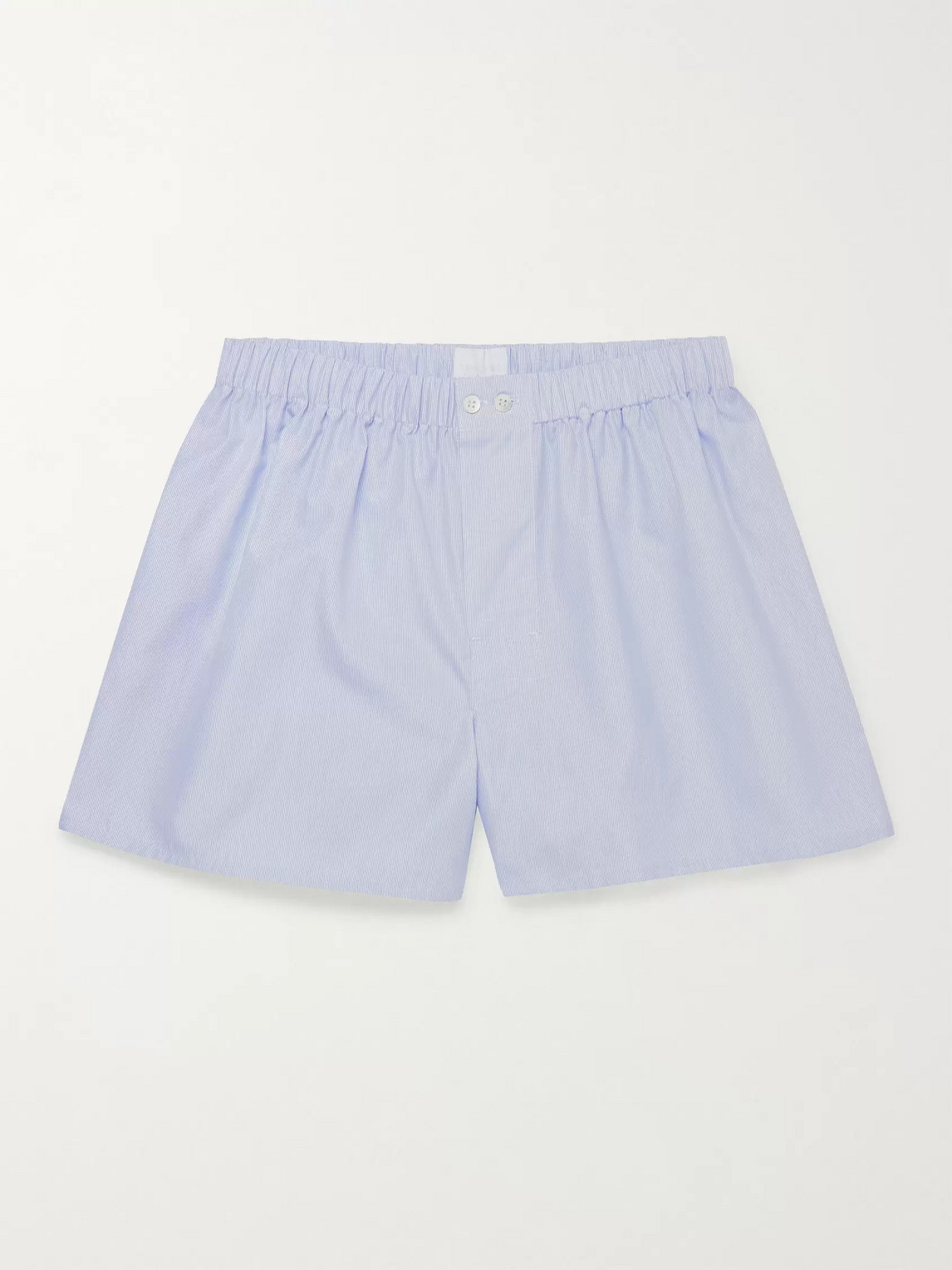 Sunspel Striped Sea Island Cotton-poplin Boxer Shorts In Blue