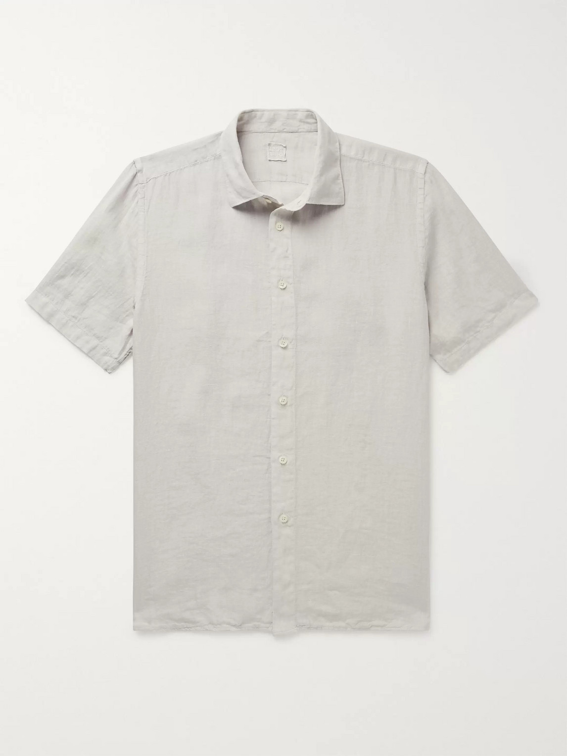 120% Garment-dyed Linen Shirt In Gray