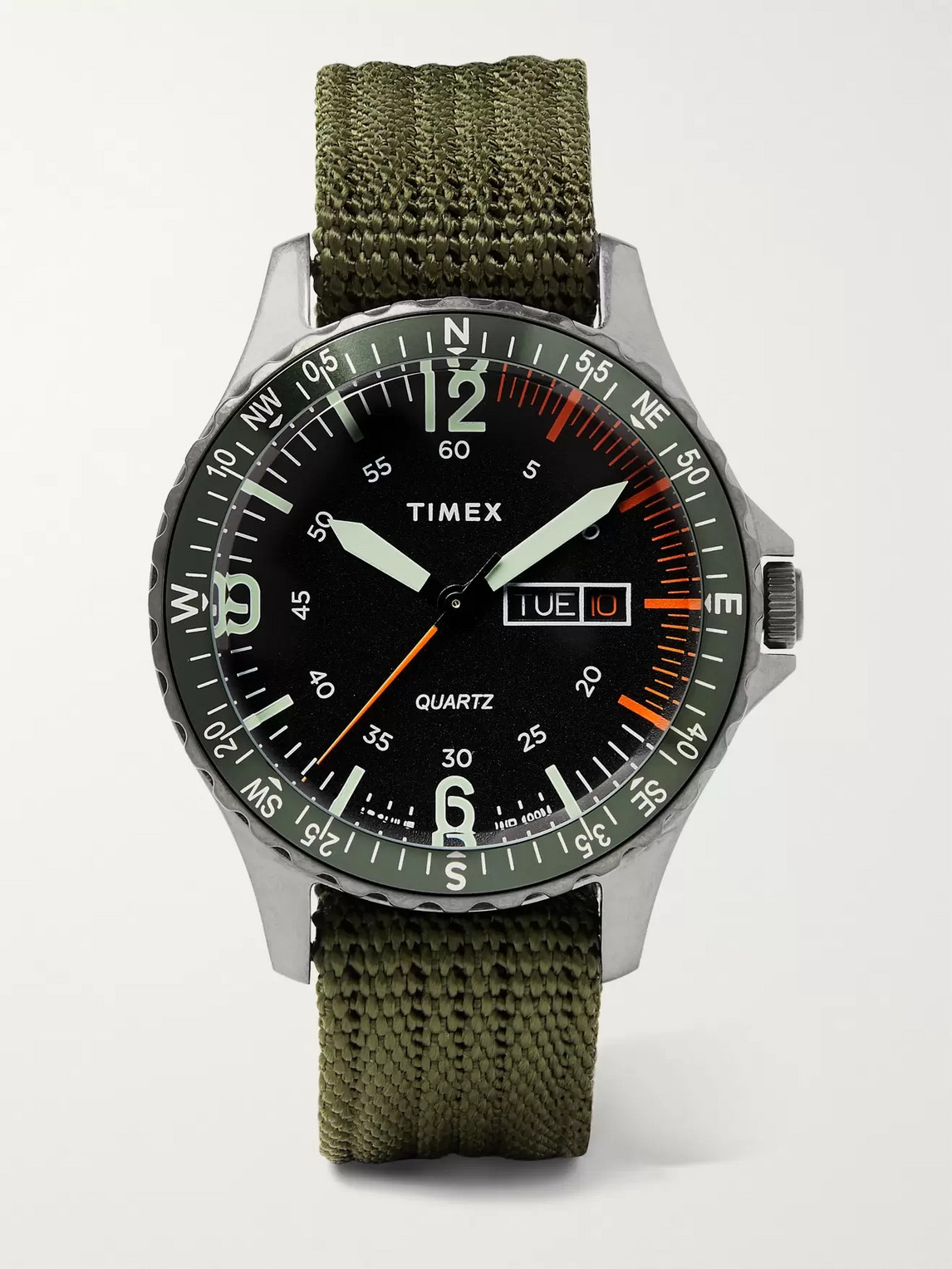 Timex Navi Land 38mm Stainless Steel And Ballistic Nylon-webbing Watch In Black