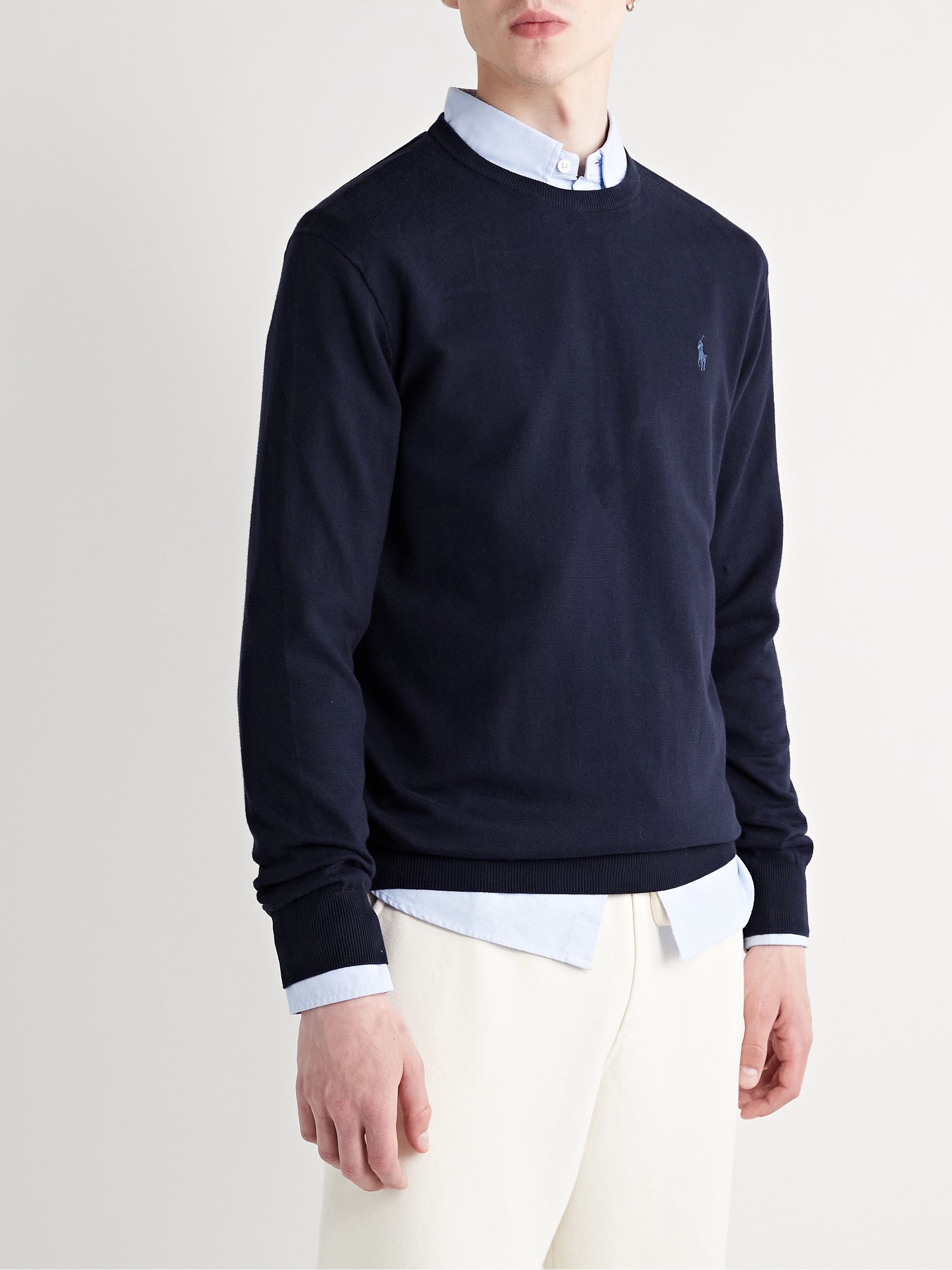 Navy Slim-Fit Pima Cotton Sweater | POLO RALPH LAUREN | MR PORTER