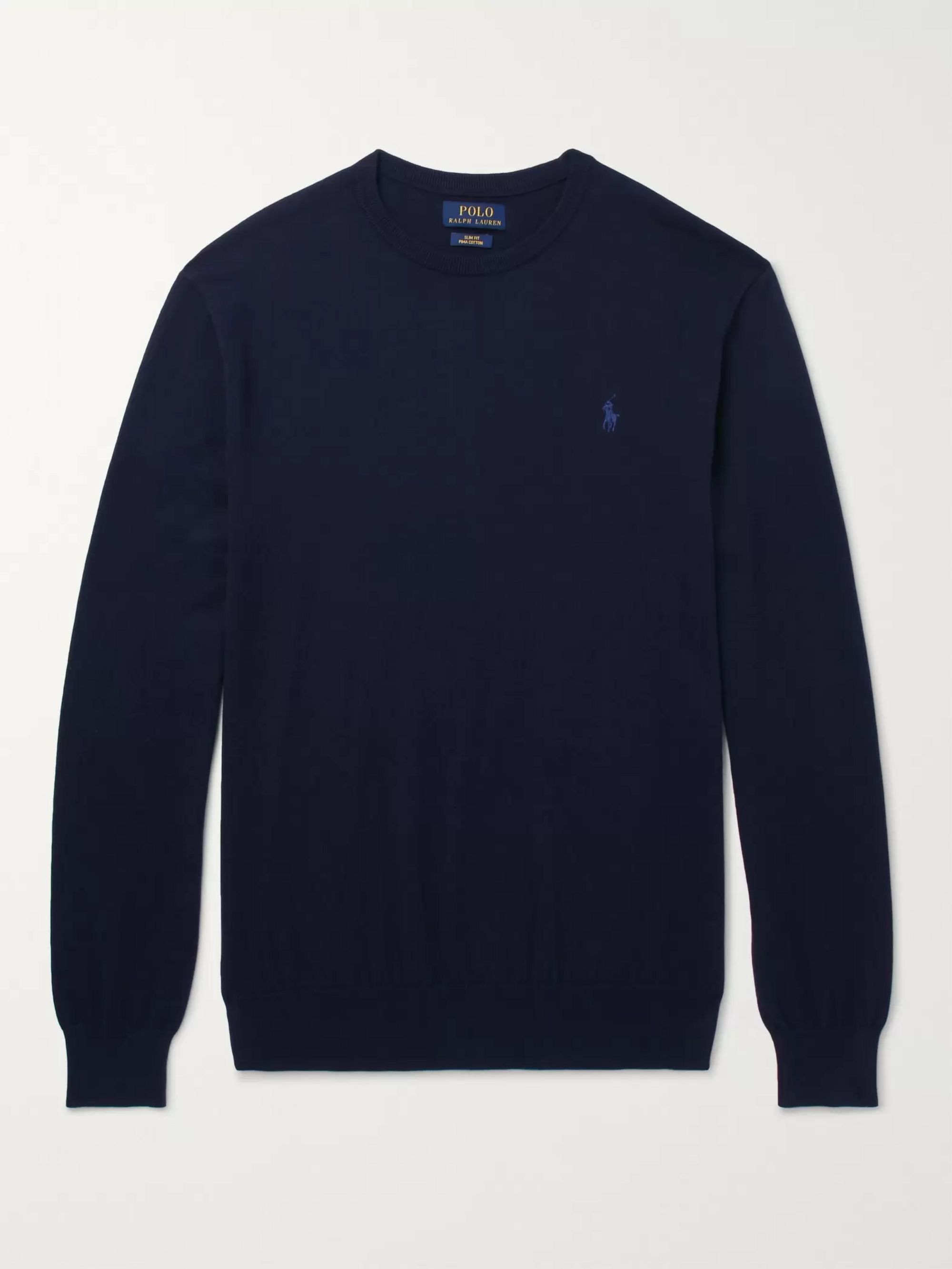 Navy Slim-Fit Pima Cotton Sweater 