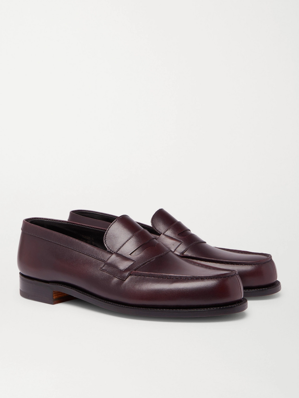 Jm Weston 180 The Moccasin Burnished-leather Penny Loafers In Burgundy