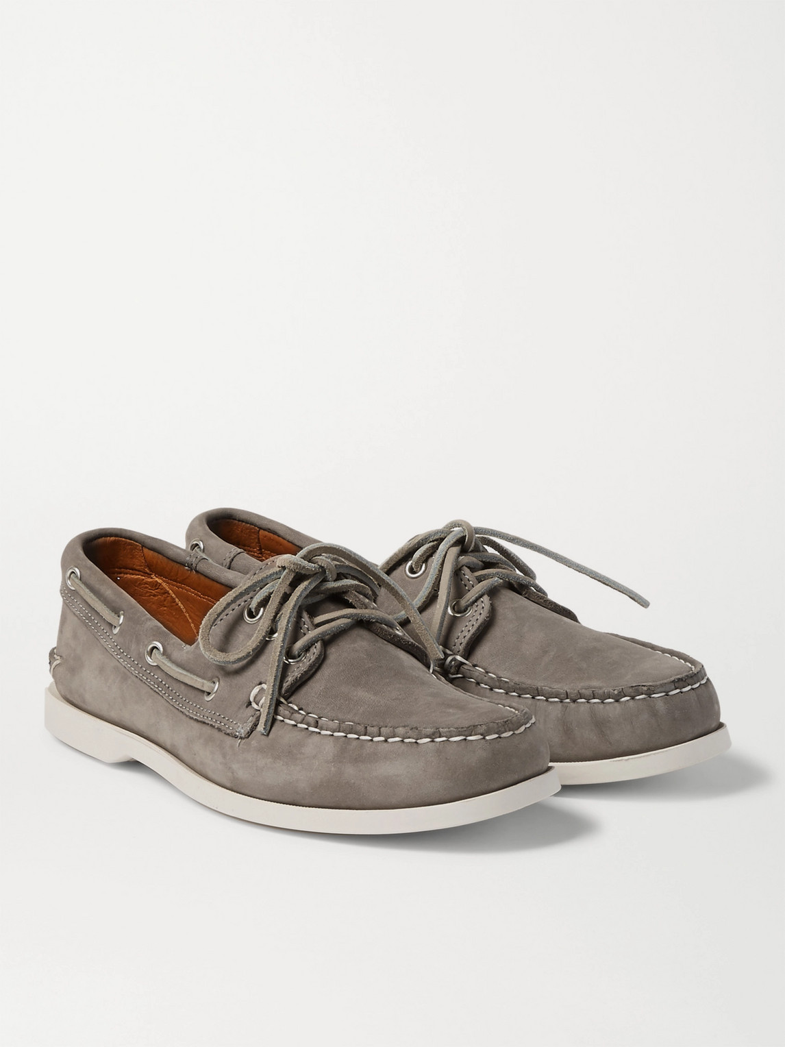 Quoddy Downeast Nubuck Boat Shoes In Gray