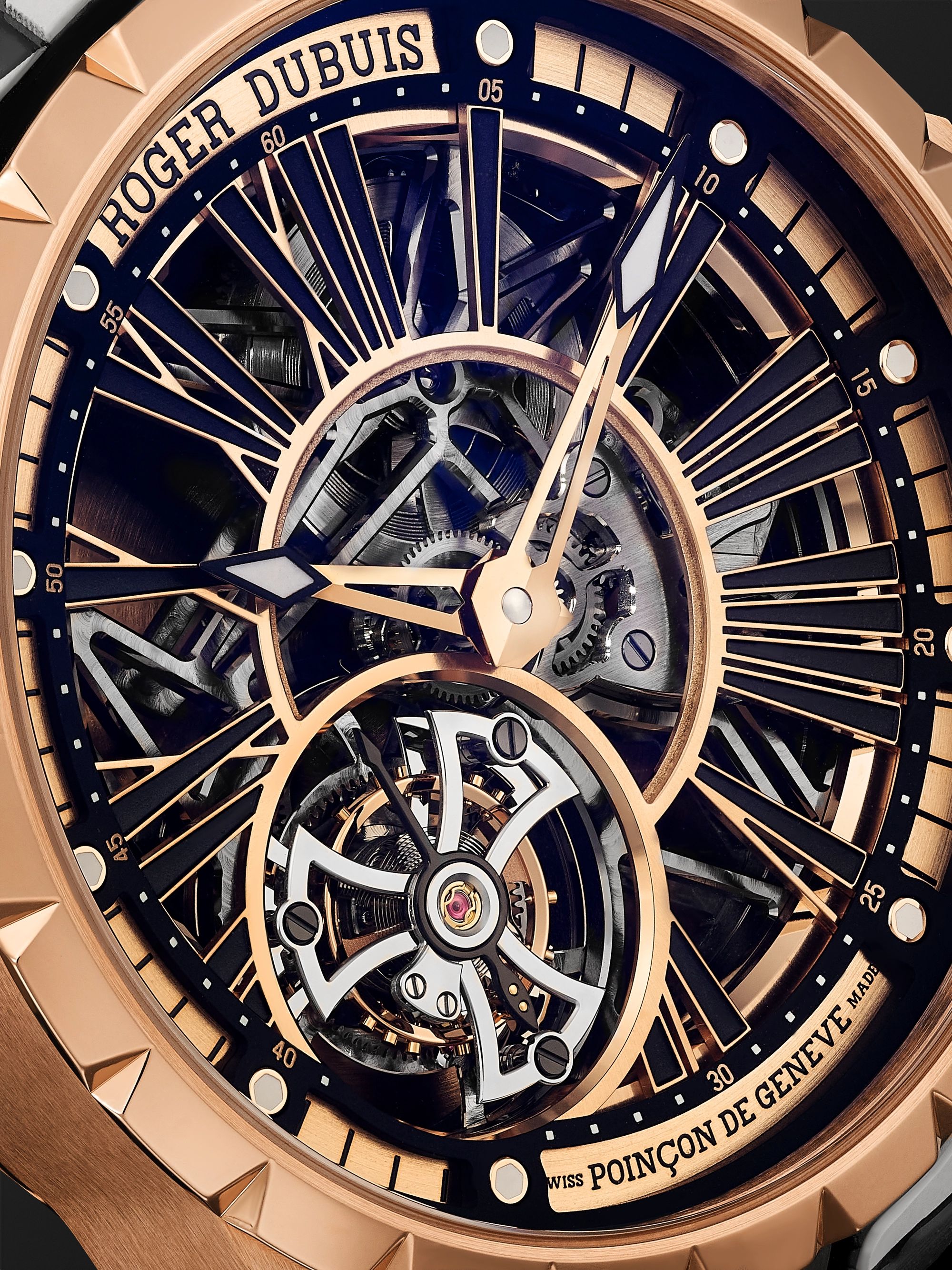 ROGER DUBUIS Excalibur 45 Limited Edition Automatic Skeleton 45mm 18-Karat Pink Gold and Rubber Watch, Ref. No. RDDBEX0904