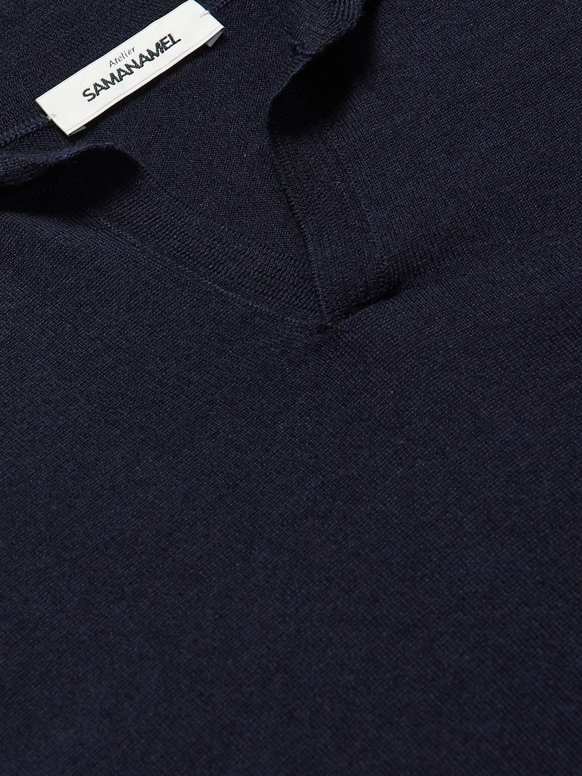 SAMAN AMEL Knitted Cashmere and Silk-Blend Polo Shirt