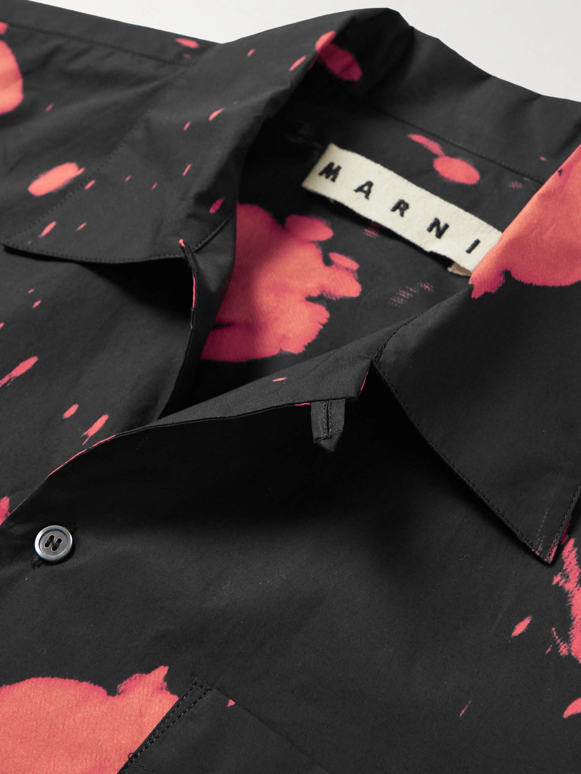 MARNI Convertible-Collar Printed Cotton-Poplin Shirt