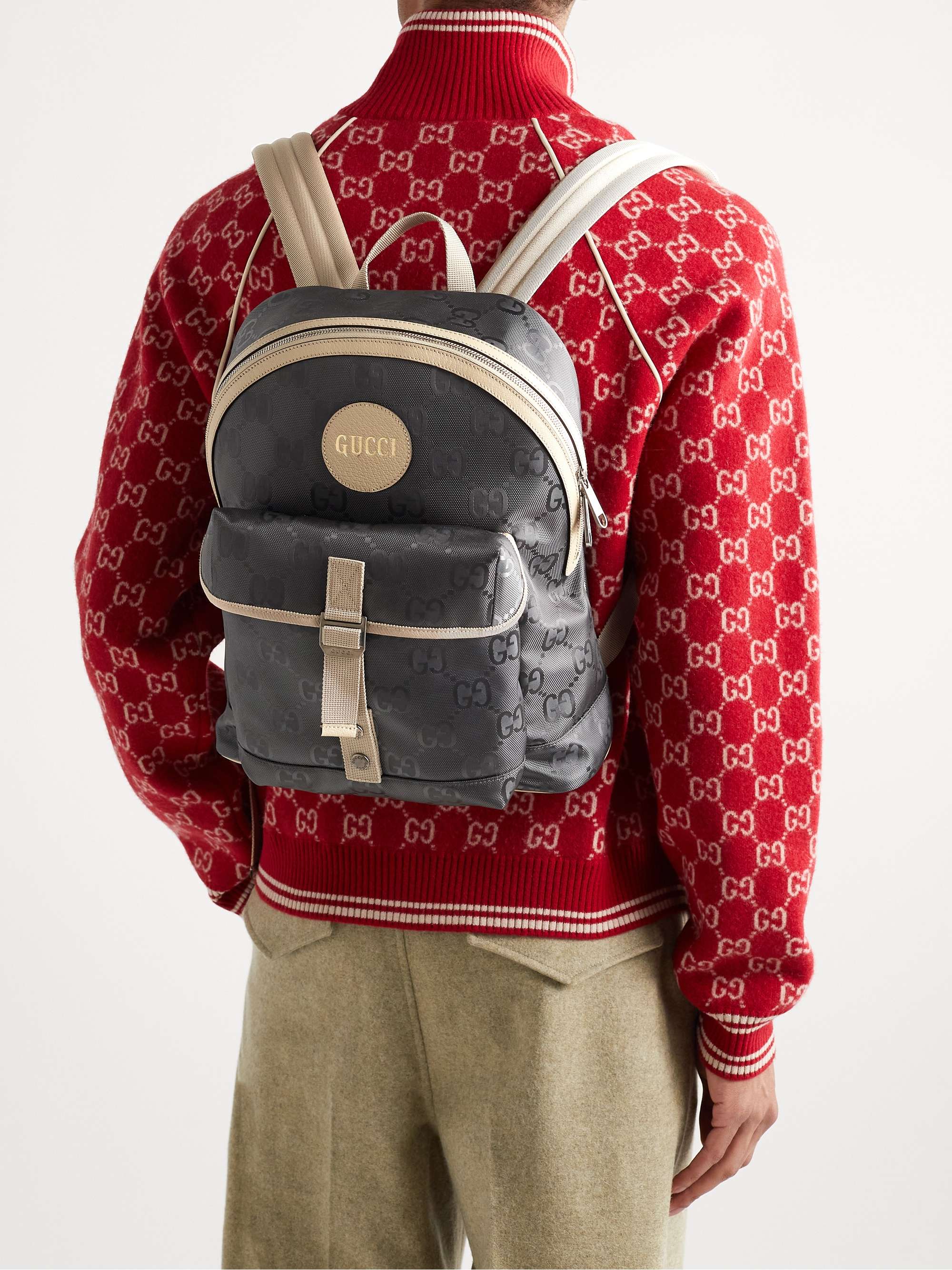 GUCCI Off the Grid Leather-Trimmed Monogrammed ECONYL Canvas Backpack
