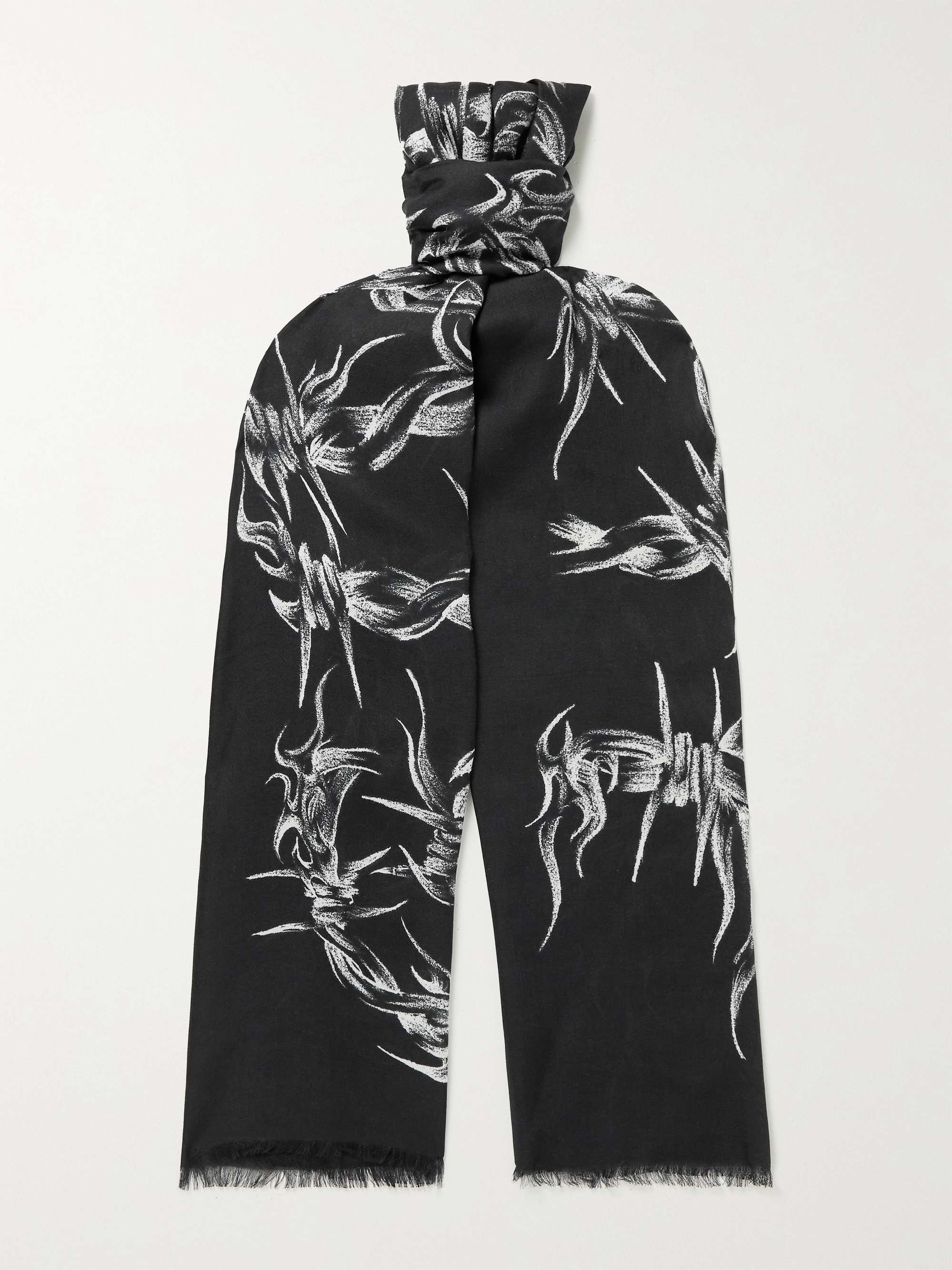 GIVENCHY Fringed Printed Modal and Cashmere-Blend Scarf