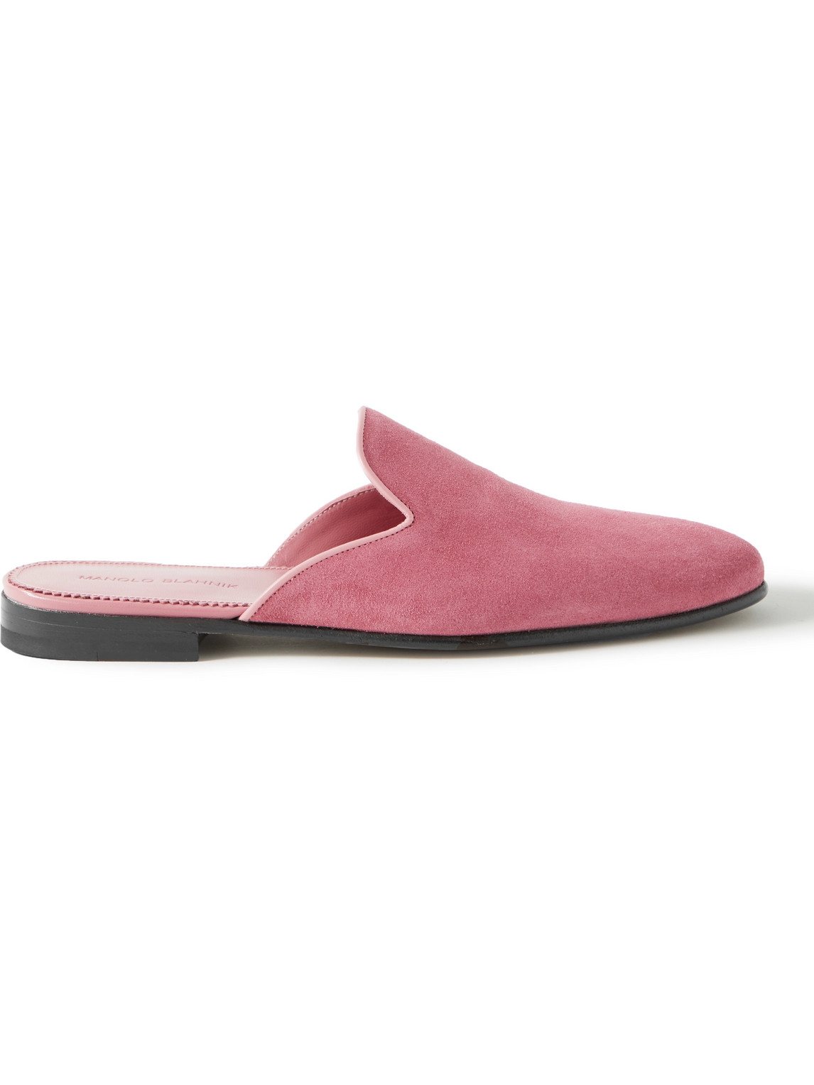 Miriomu Leather-Trimmed Suede Backless Loafers