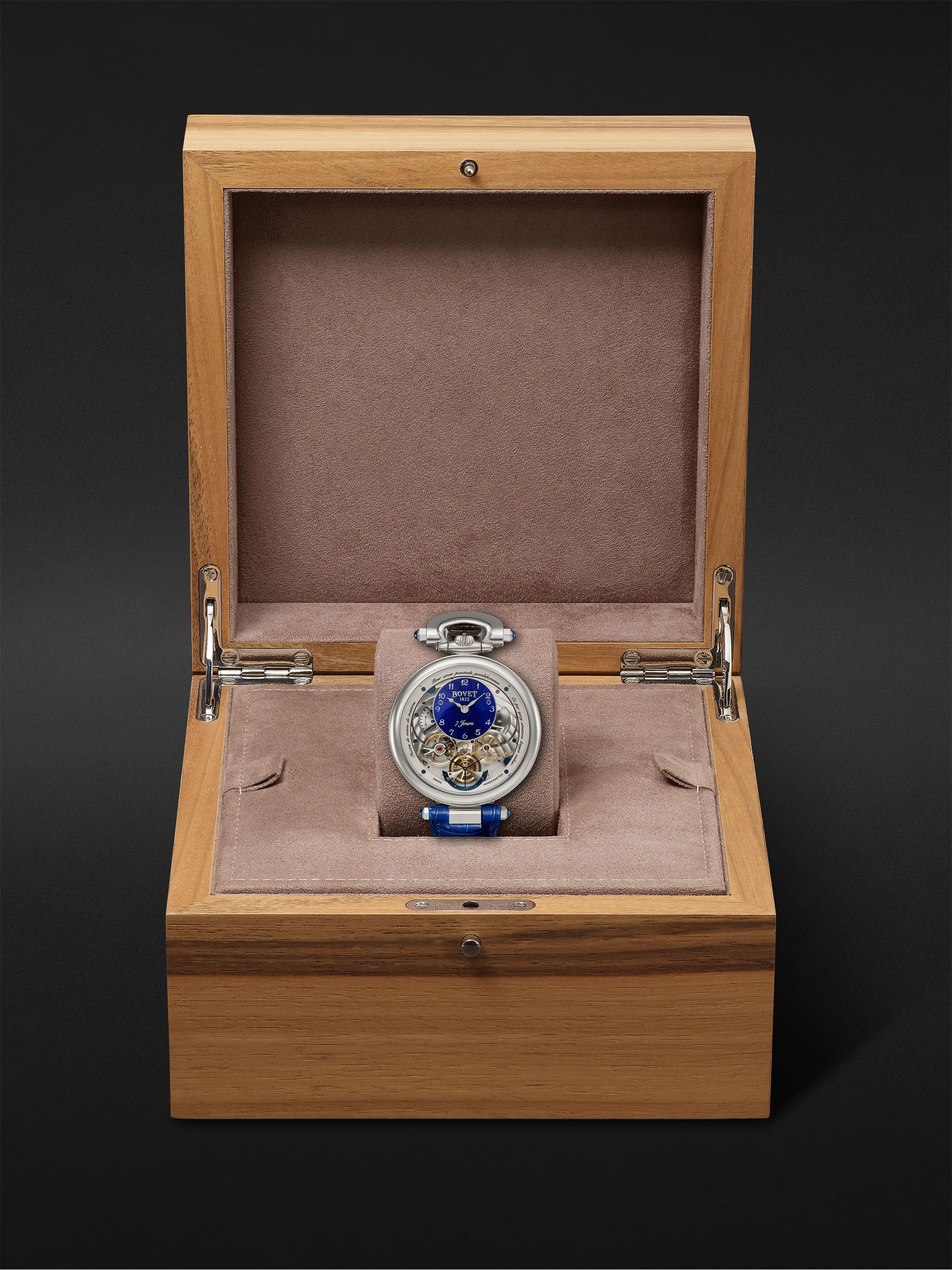 BOVET Monsieur BOVET Hand-Wound 43mm 18-Karat White Gold and Alligator-Effect Leather Watch, Ref. No. AI43018-G46