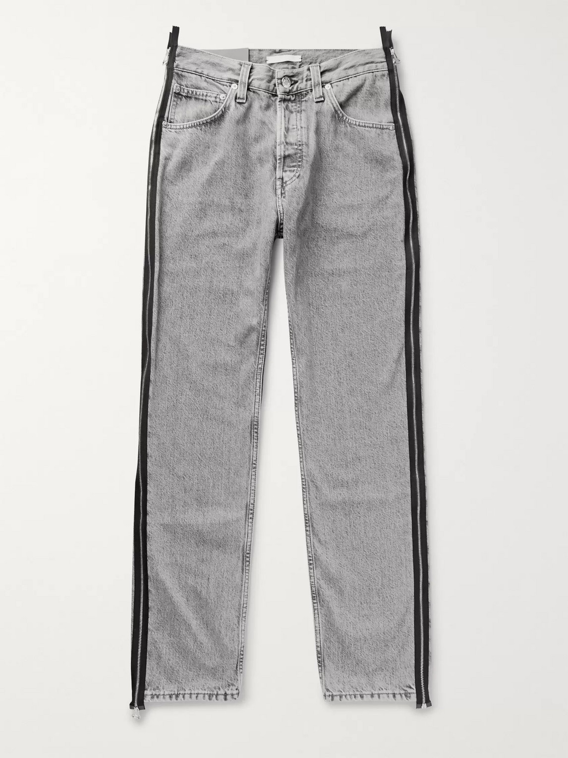 Helmut Lang Zip-detailed Stonewashed Denim Jeans In Grey