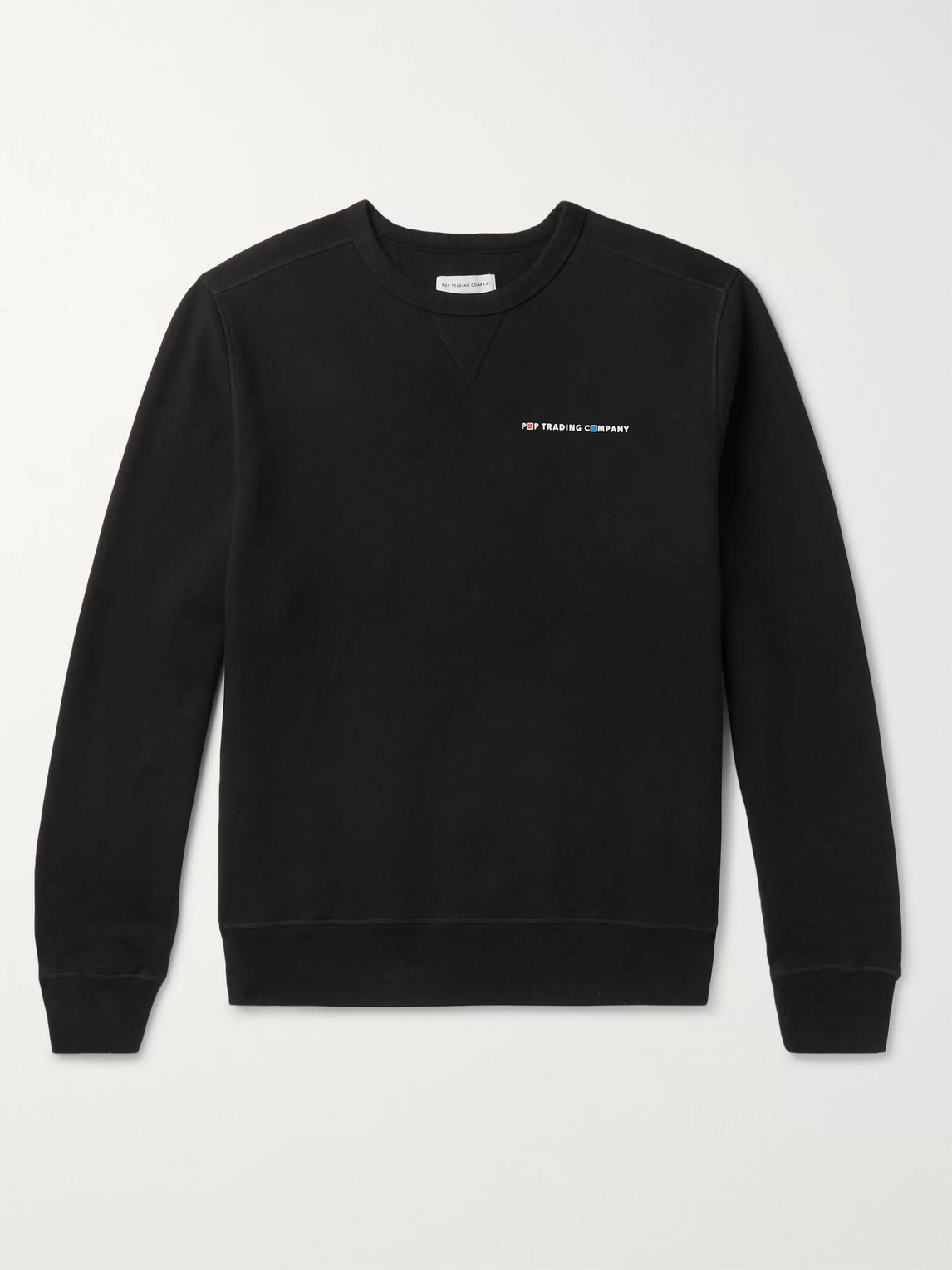 Pop Trading Company Delta Logo-print Fleece-back Cotton-jersey Sweatshirt In Black