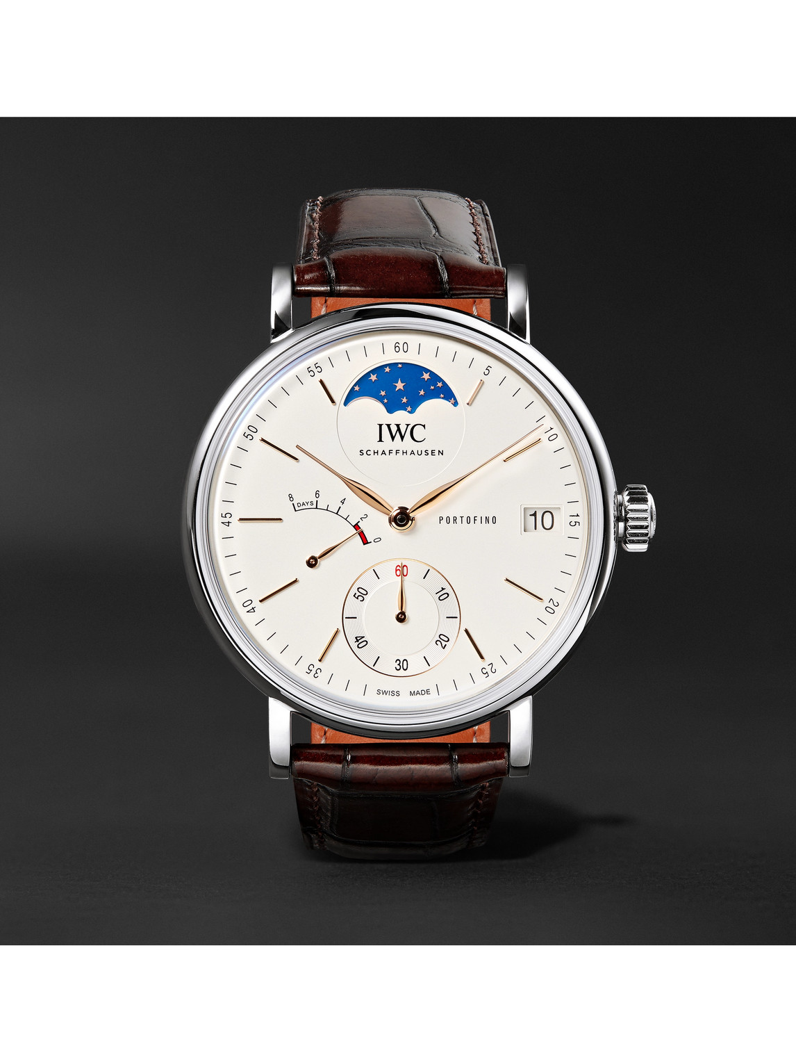 Portofino Hand-Wound Moon Phase 45mm Stainless Steel and Alligator Watch, Ref. No. IW516401