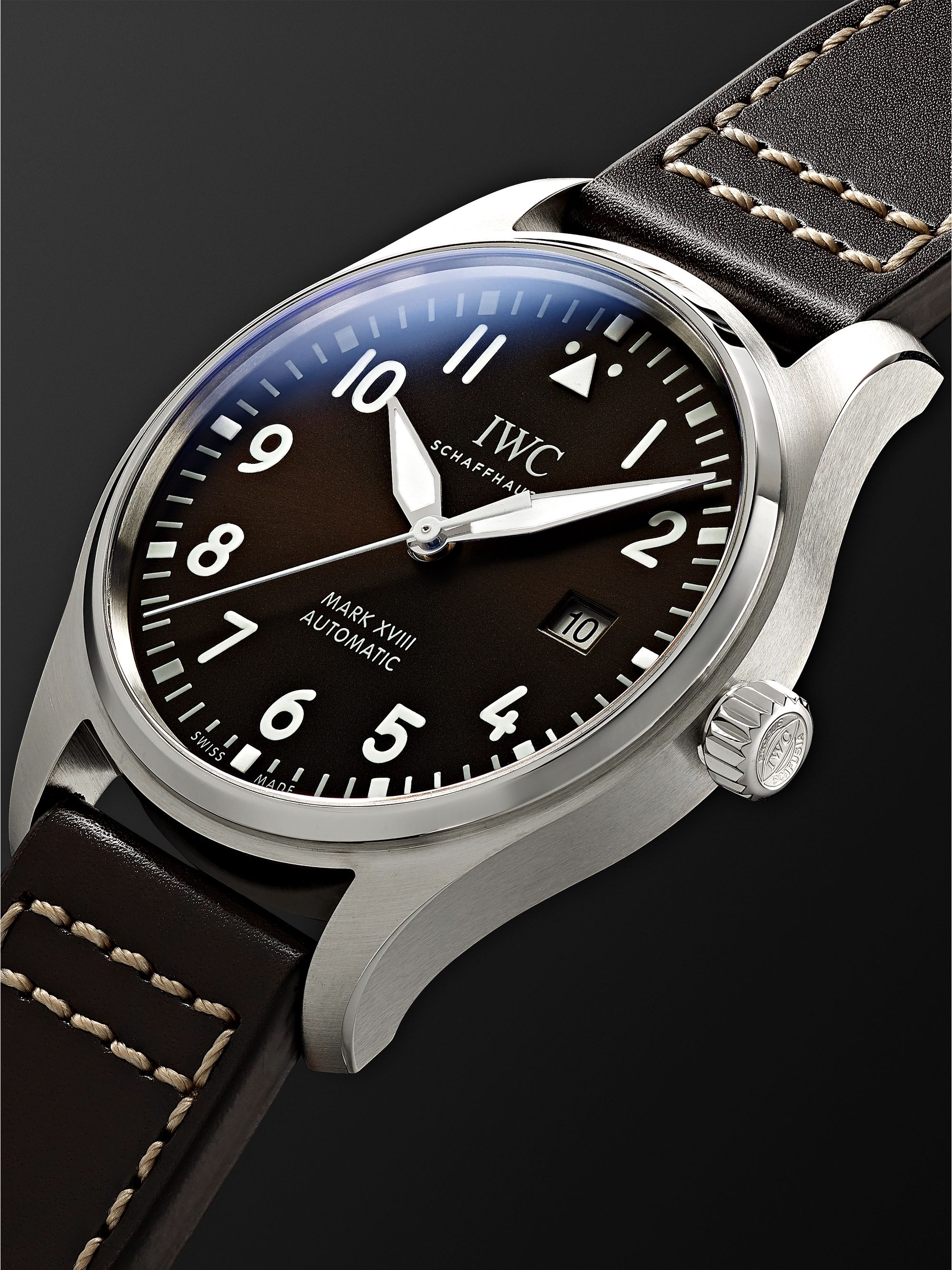 IWC SCHAFFHAUSEN Pilot's Mark XVIII Antoine de Saint Exupéry Edition Automatic 40mm Stainless Steel and Leather Watch, Ref. No. IW327003