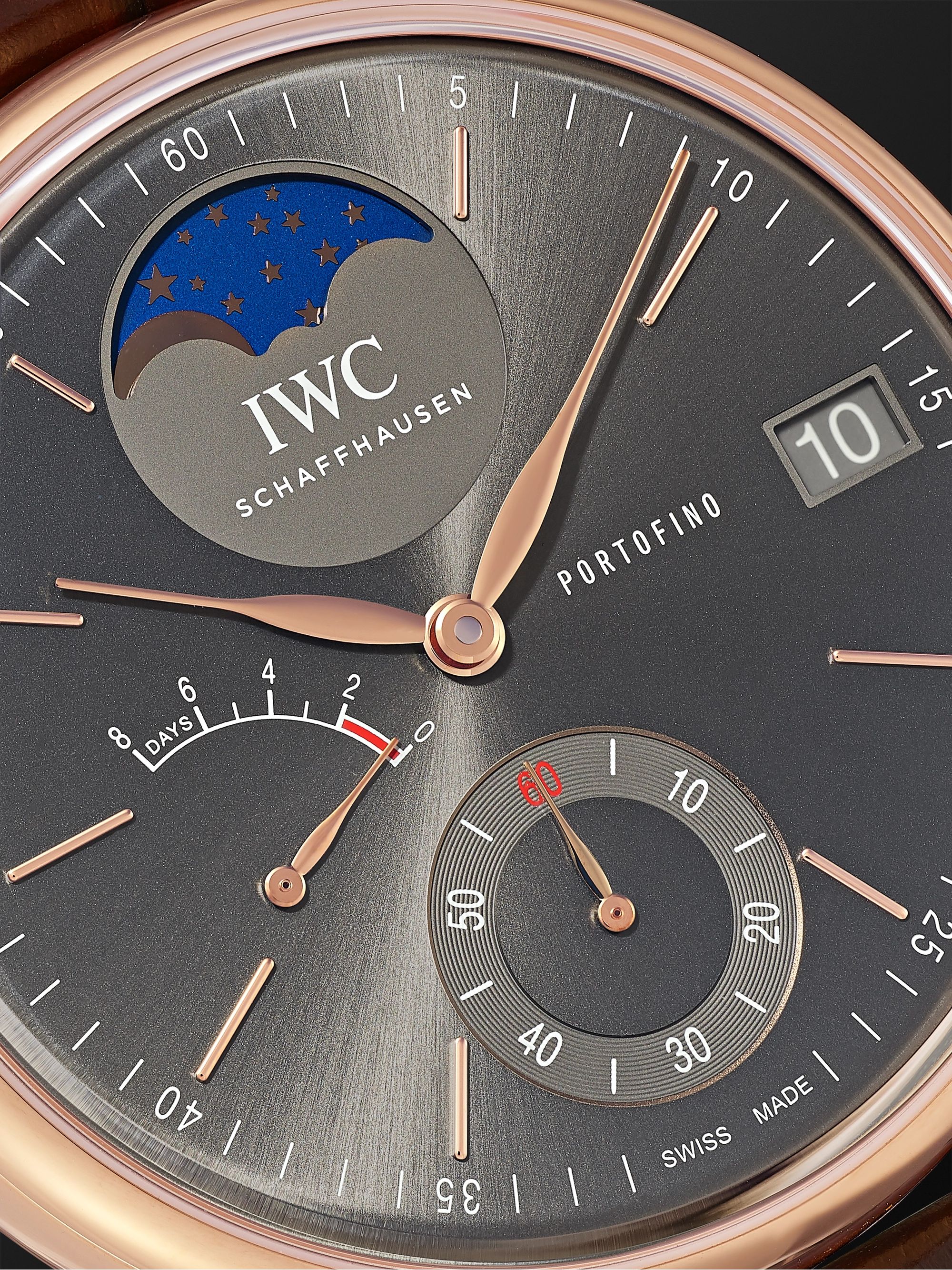 IWC SCHAFFHAUSEN Portofino Hand-Wound Moon Phase 45mm 18-Karat Rose Gold and Alligator Watch, Ref. No. IW516403