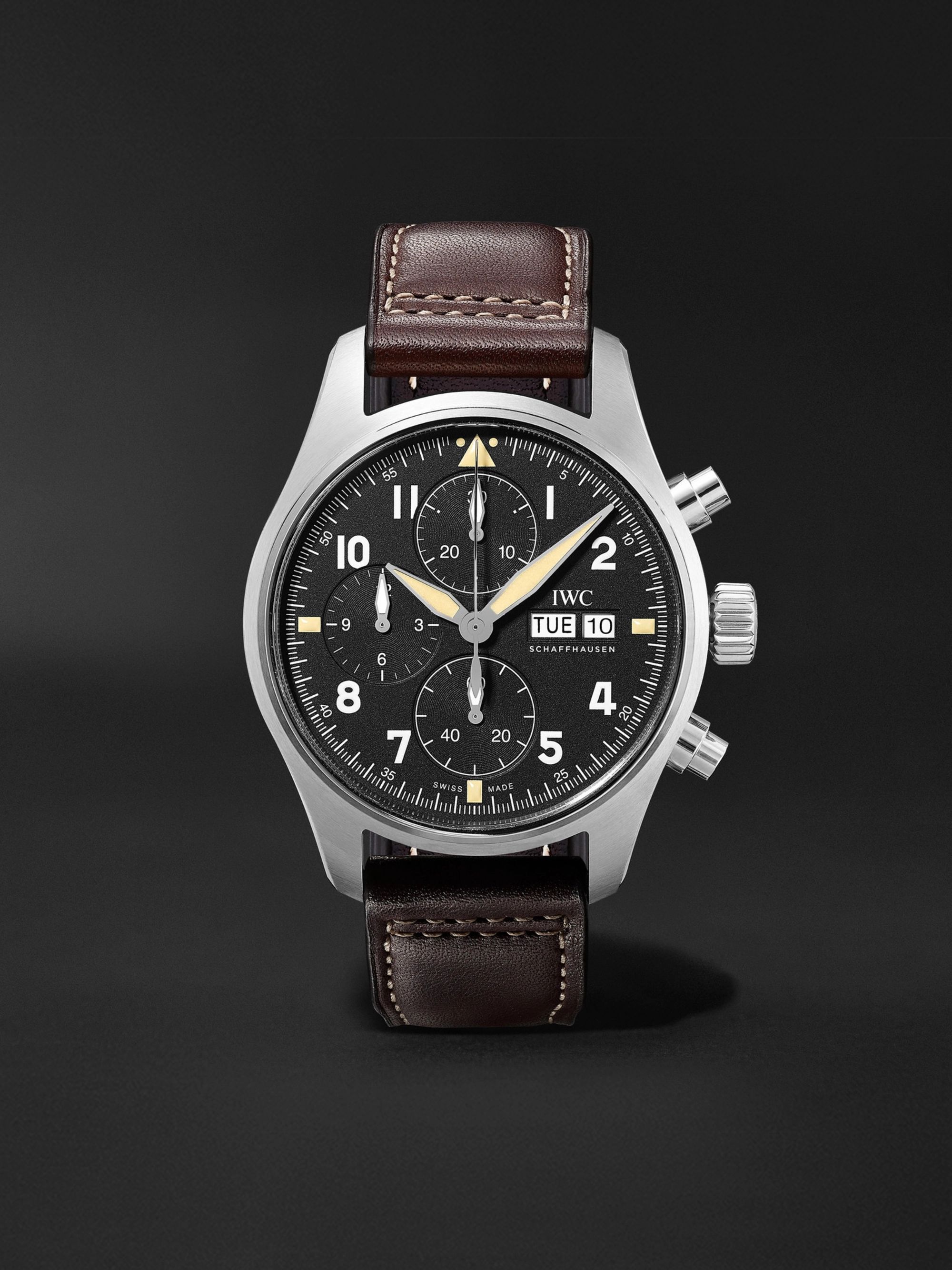 IWC SCHAFFHAUSEN Pilot's Spitfire Automatic Chronograph 41mm Stainless Steel and Leather Watch, Ref. No. IW387903