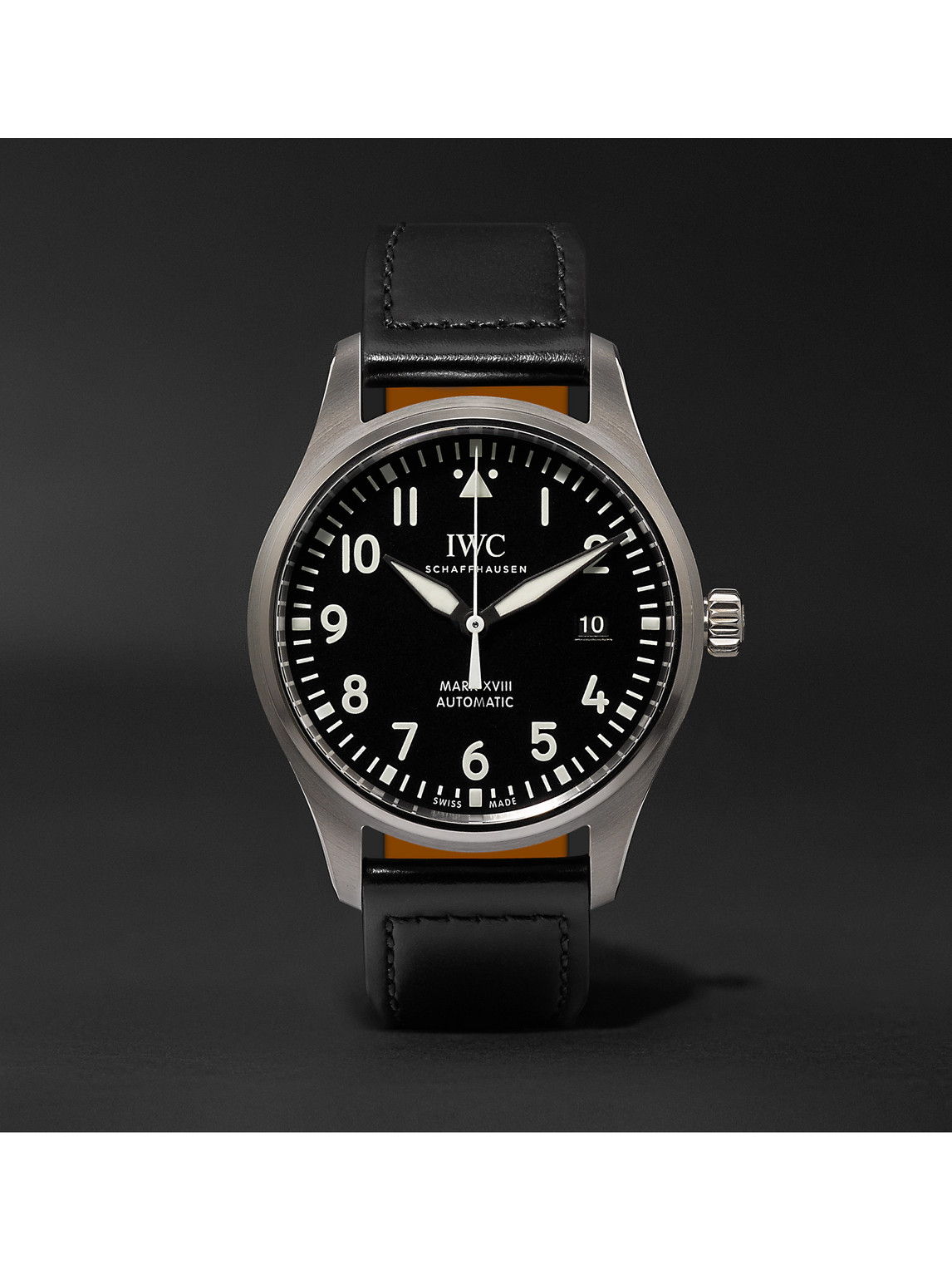 Pilot's Mark XVIII Automatic 40mm Stainless Steel and Leather Watch, Ref. No. IW327009