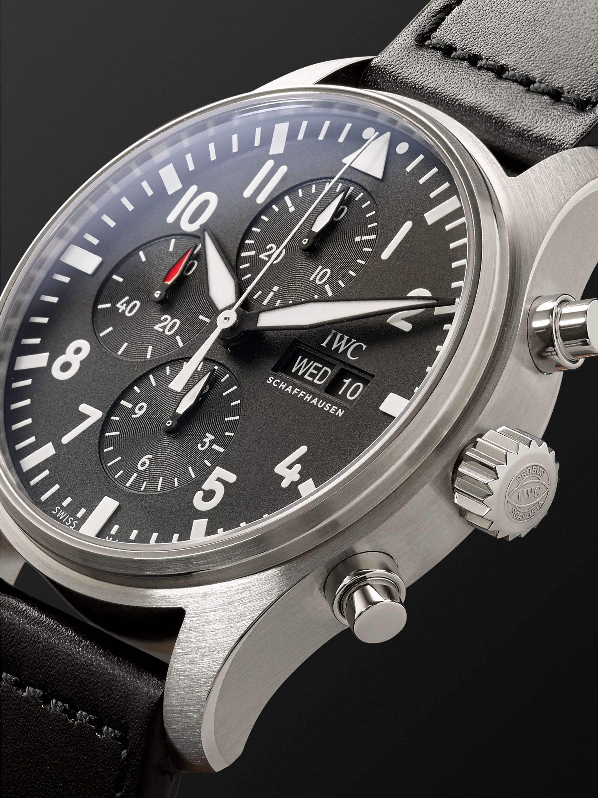 IWC SCHAFFHAUSEN Pilot's Automatic Chronograph 43mm Stainless Steel and Leather Watch, Ref. No. IW377709