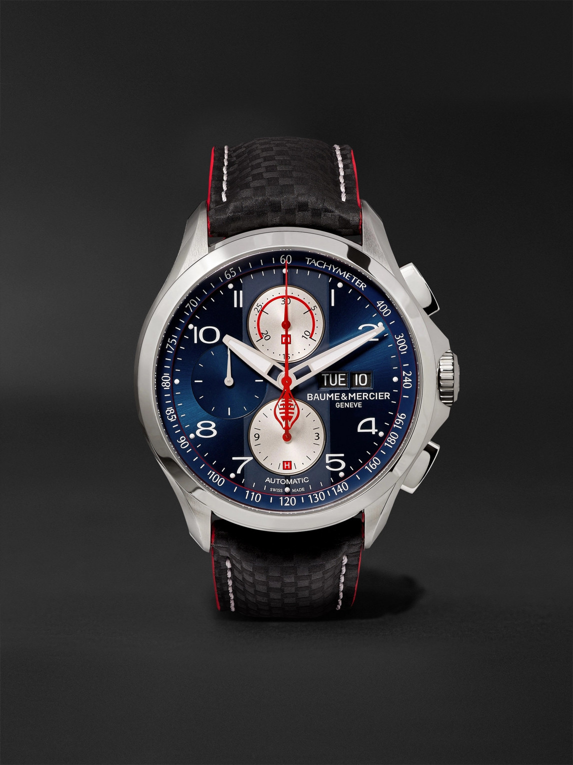 Baume & Mercier Clifton Club Shelby Cobra Automatic Chronograph 44mm Stainless Steel And Leather Watch, Ref. No. 103 In Blue