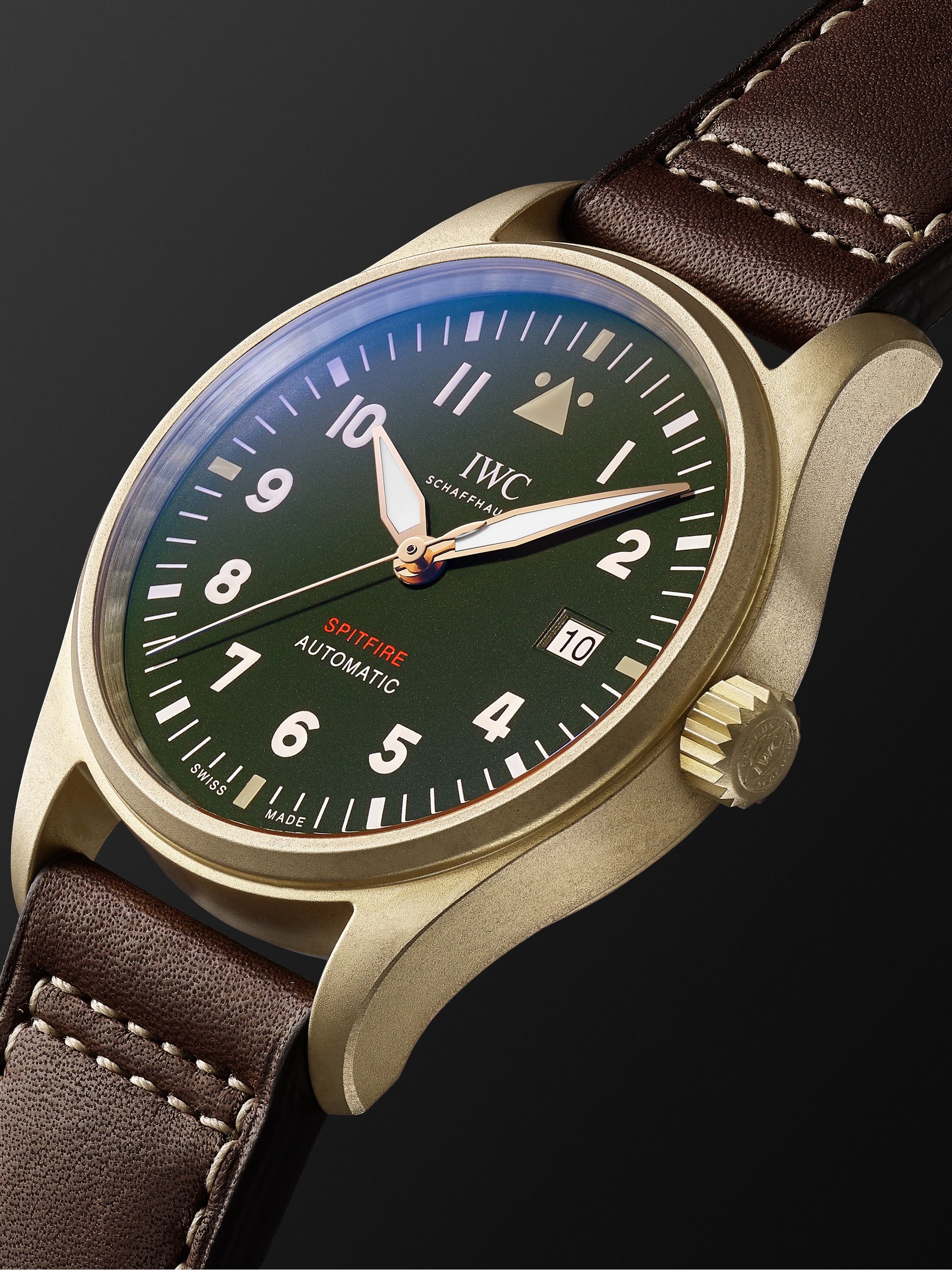 IWC SCHAFFHAUSEN Pilot's Spitfire Automatic 39mm Bronze and Leather Watch, Ref. No. IW326802