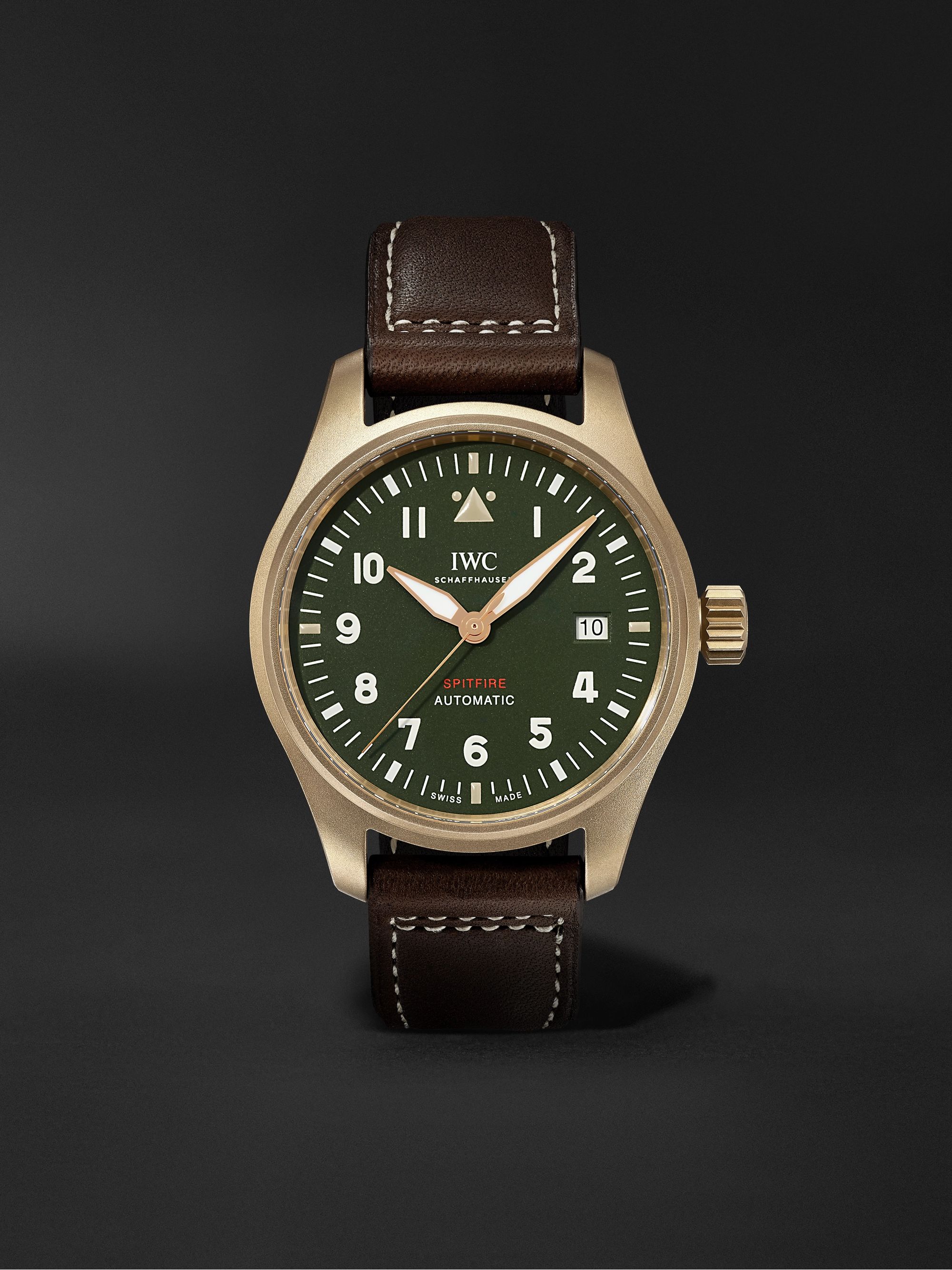 IWC SCHAFFHAUSEN Pilot's Spitfire Automatic 39mm Bronze and Leather Watch, Ref. No. IW326802