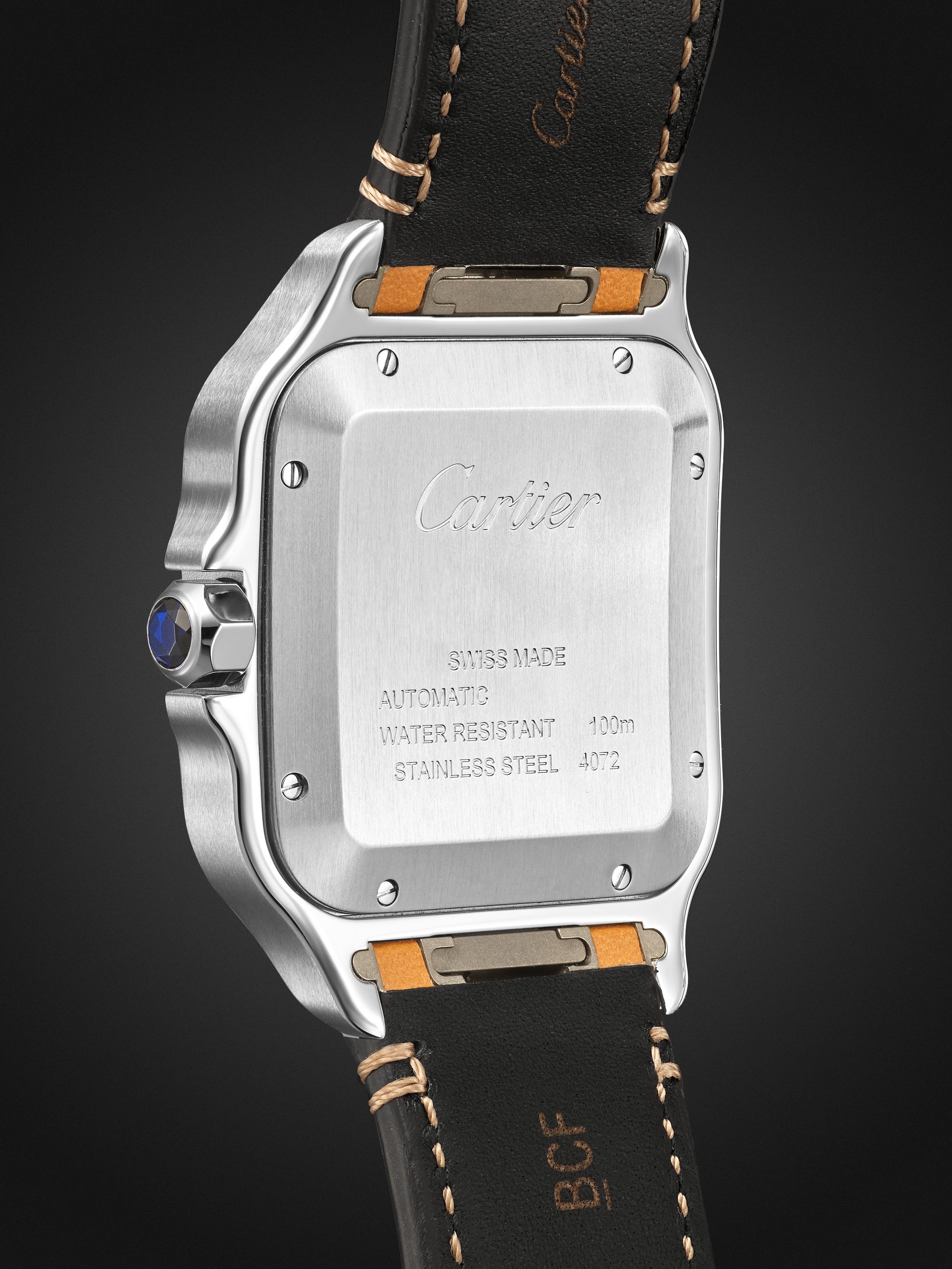 CARTIER Santos 39.8mm Interchangeable Stainless Steel and Leather Watch, Ref. No. CRWSSA0009