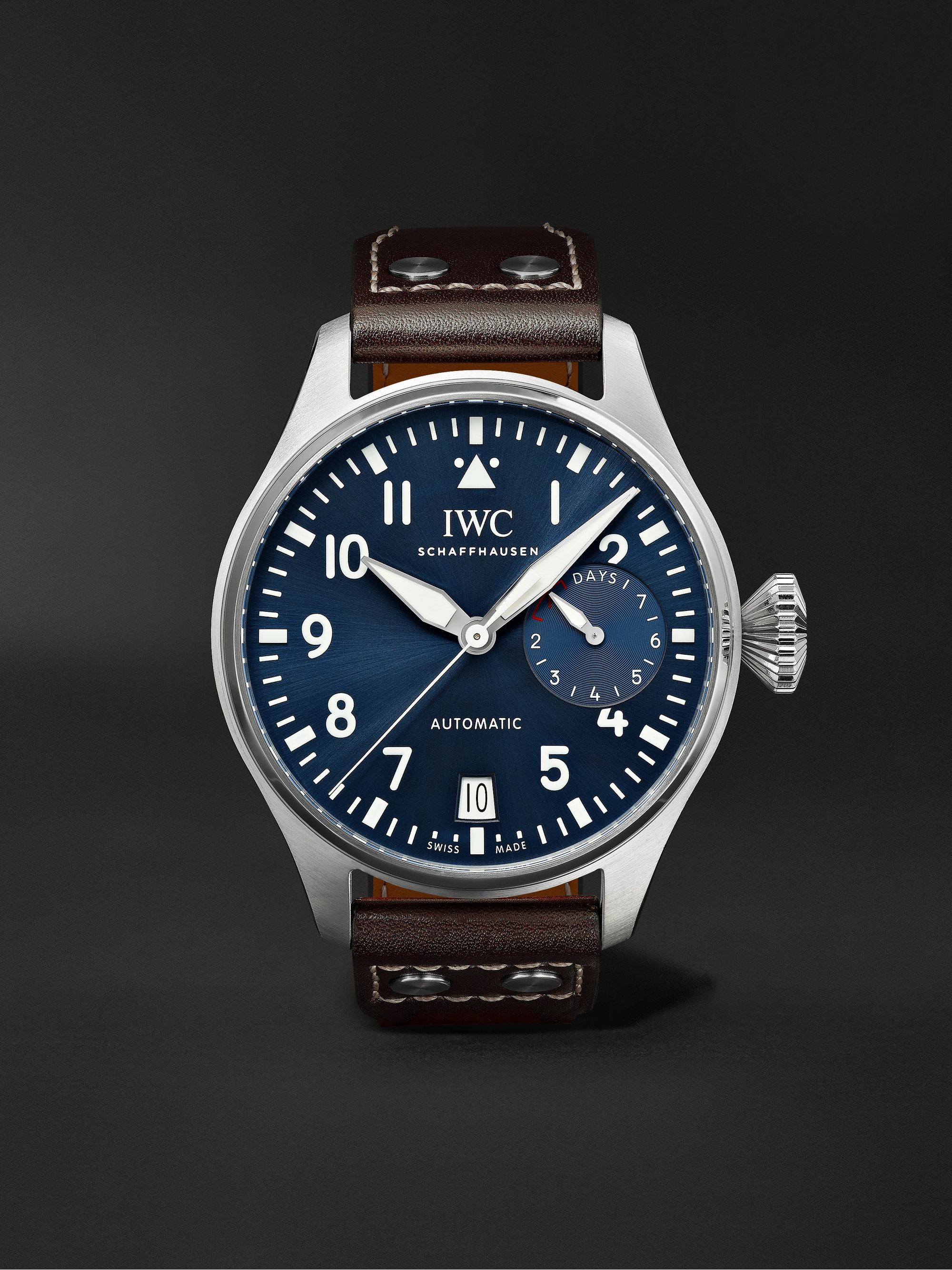 IWC SCHAFFHAUSEN Big Pilot's Le Petit Prince Automatic 46mm Stainless Steel and Leather Watch, Ref. No. IW501002