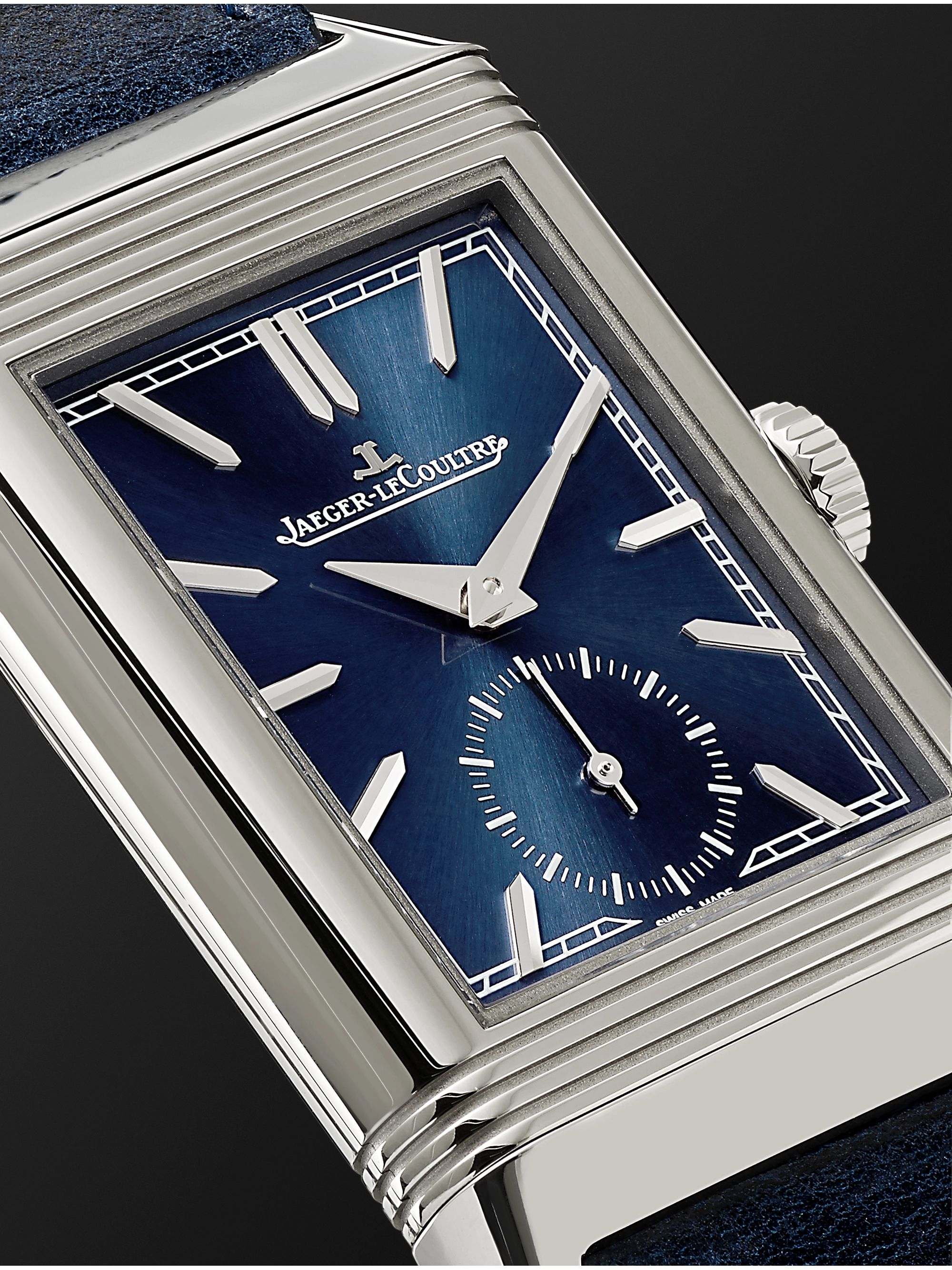 JAEGER-LECOULTRE Reverso Tribute Hand-Wound 45mm x 27mm Stainless Steel and Leather Watch, Ref. No. Q3978480