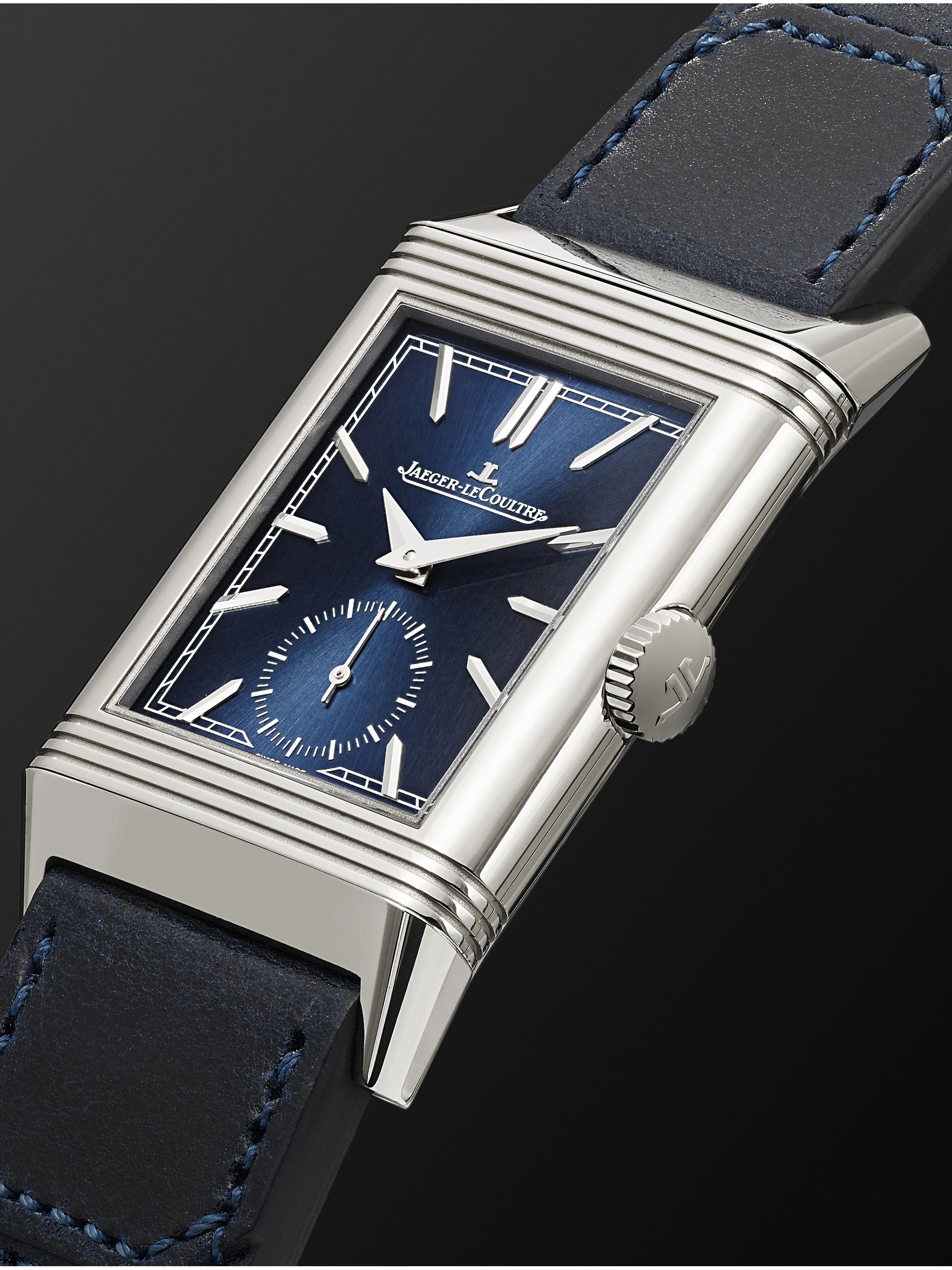 JAEGER-LECOULTRE Reverso Tribute Hand-Wound 45mm x 27mm Stainless Steel and Leather Watch, Ref. No. Q3978480