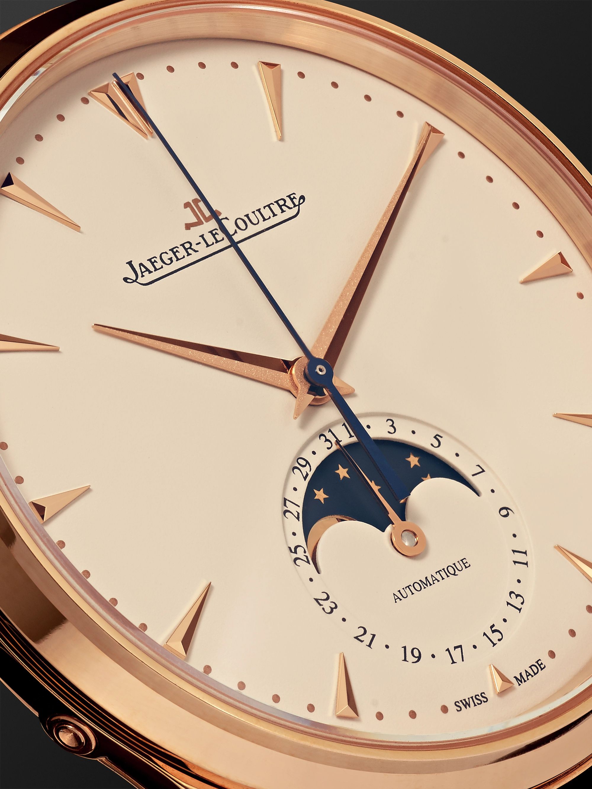 JAEGER-LECOULTRE Master Ultra Thin Moon Automatic 39mm 18-Karat Rose Gold and Alligator Watch