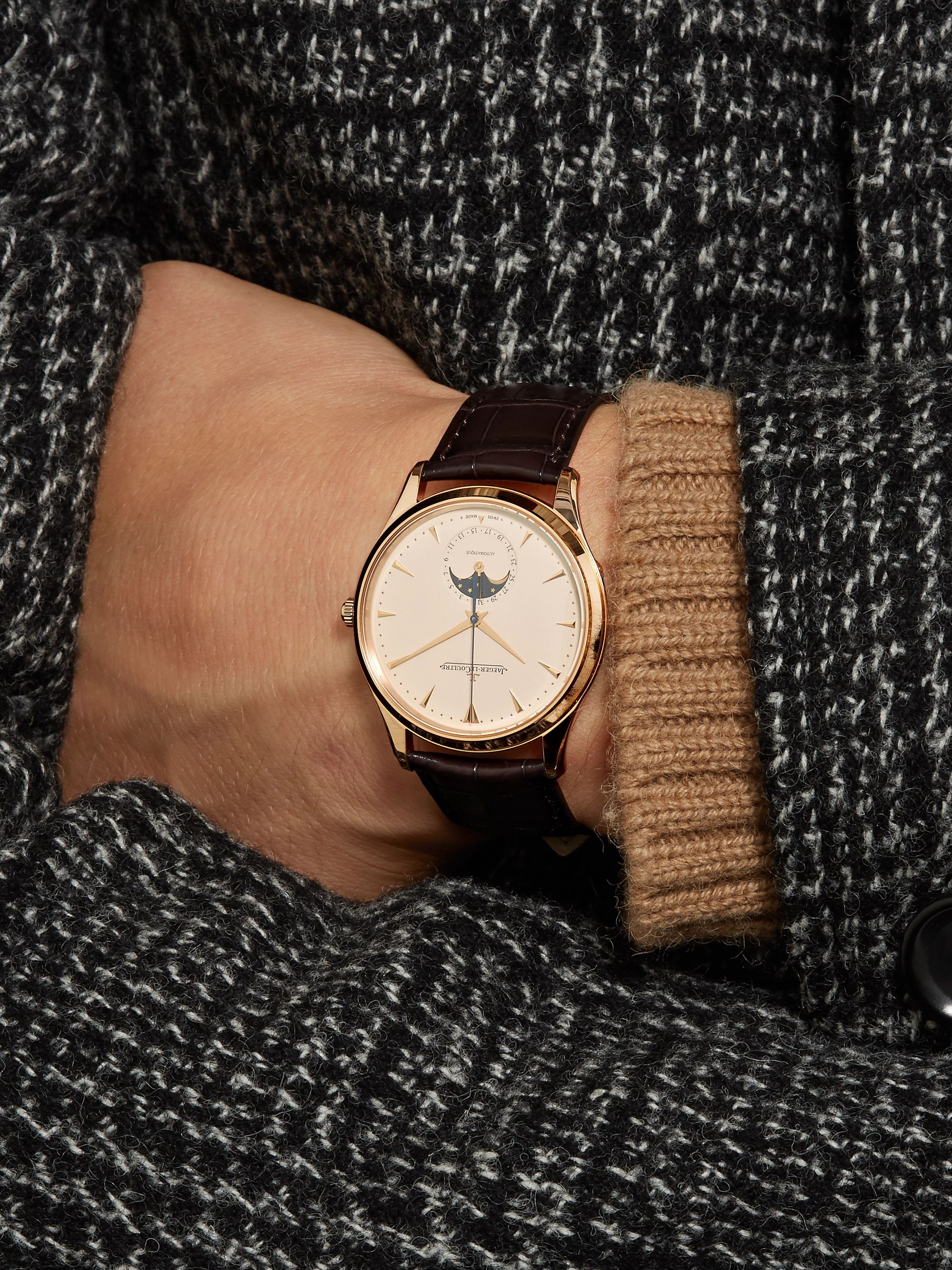 JAEGER-LECOULTRE Master Ultra Thin Moon Automatic 39mm 18-Karat Rose Gold and Alligator Watch