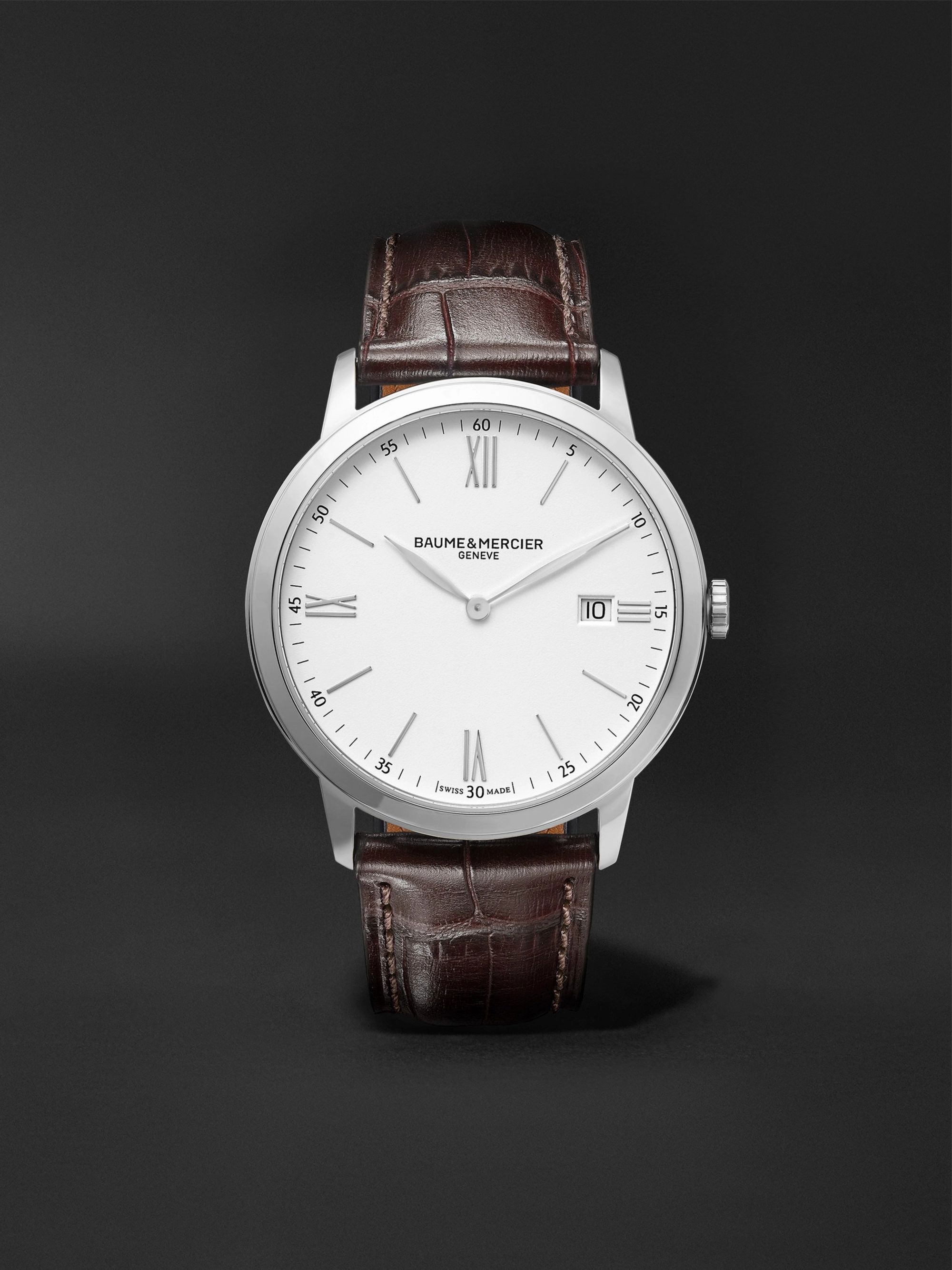 BAUME & MERCIER Classima 40mm Steel and Croc-Effect Leather Watch, Ref. No. 10507