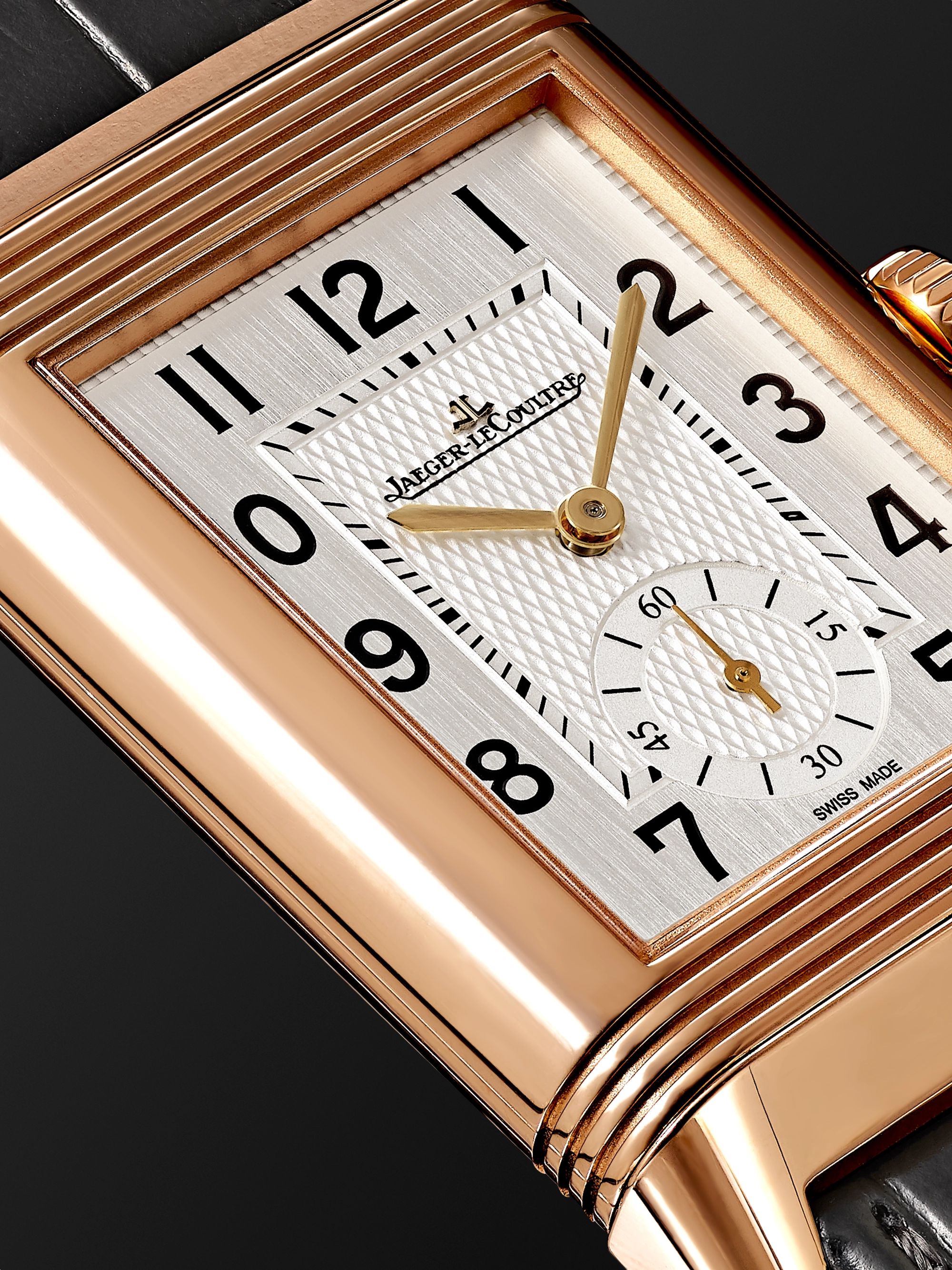 JAEGER-LECOULTRE Reverso Classic Large Duoface Small Seconds Hand-Wound 28.3mm 18-Karat Rose Gold and Alligator Watch