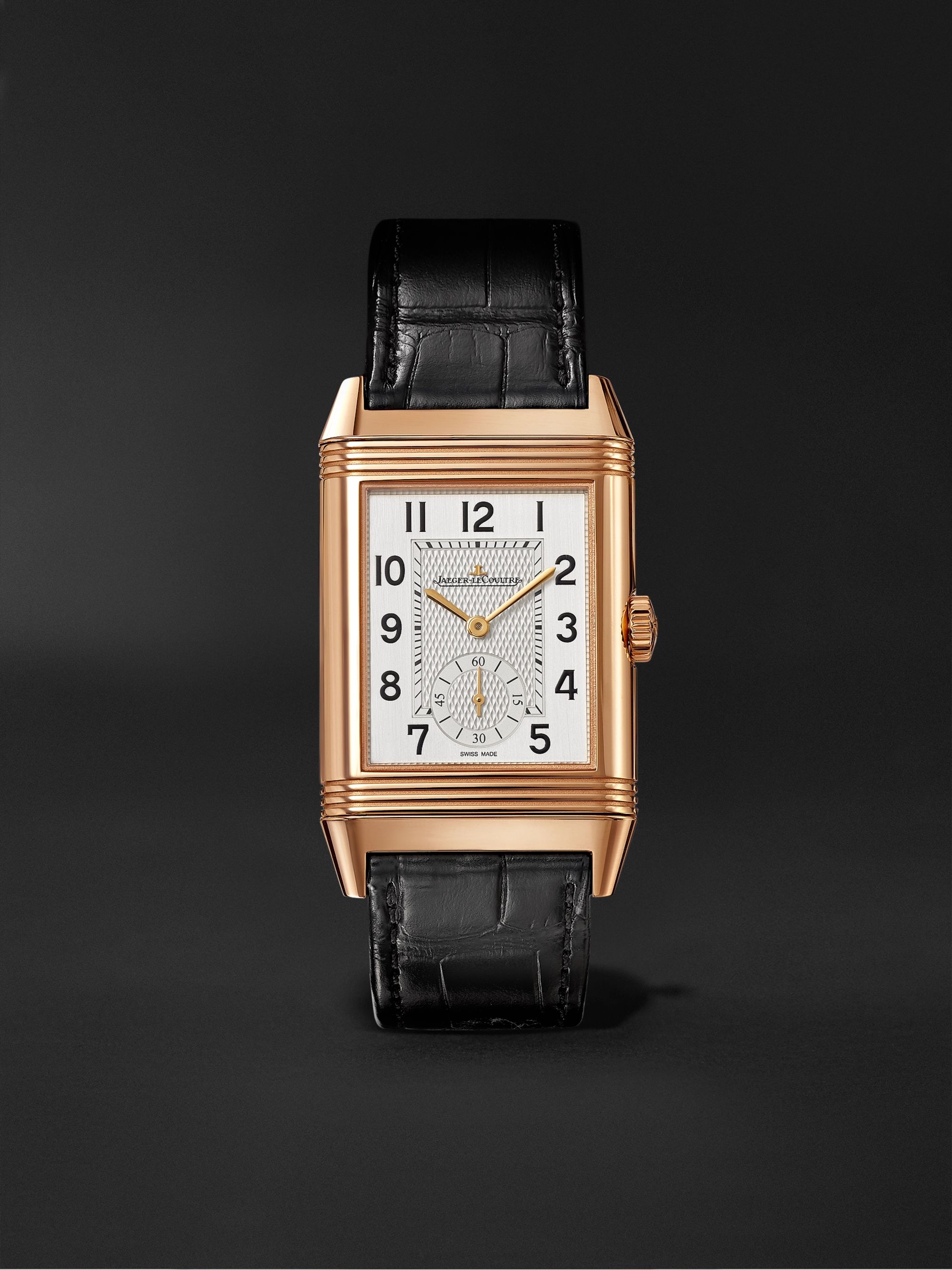 JAEGER-LECOULTRE Reverso Classic Large Duoface Small Seconds Hand-Wound 28.3mm 18-Karat Rose Gold and Alligator Watch