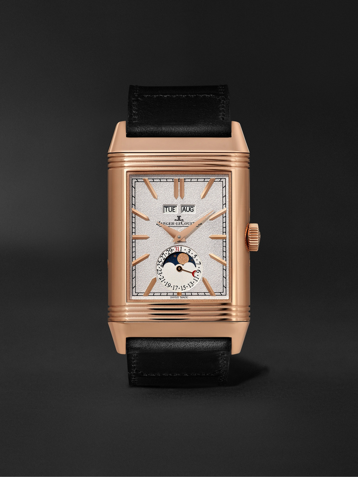 Jaeger-lecoultre + Casa Fagliano Reverso Tribute Calendar Limited Edition Hand-wound 29.9mm 18-karat Rose Gold And Le In Gray