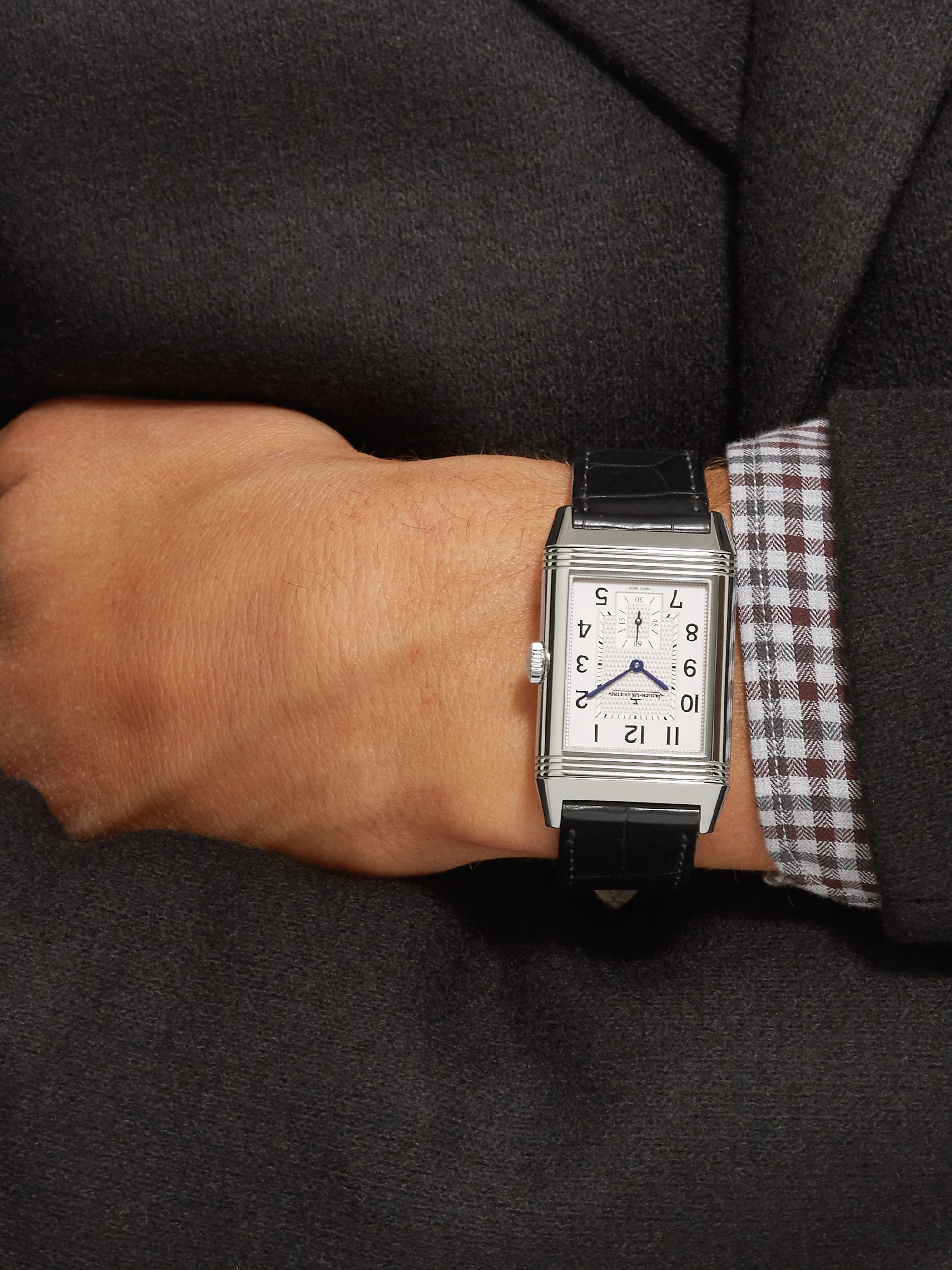 JAEGER-LECOULTRE Reverso Classic Large Duoface Hand-Wound 28mm Stainless Steel and Leather Watch, Ref. No. JLQ3848420
