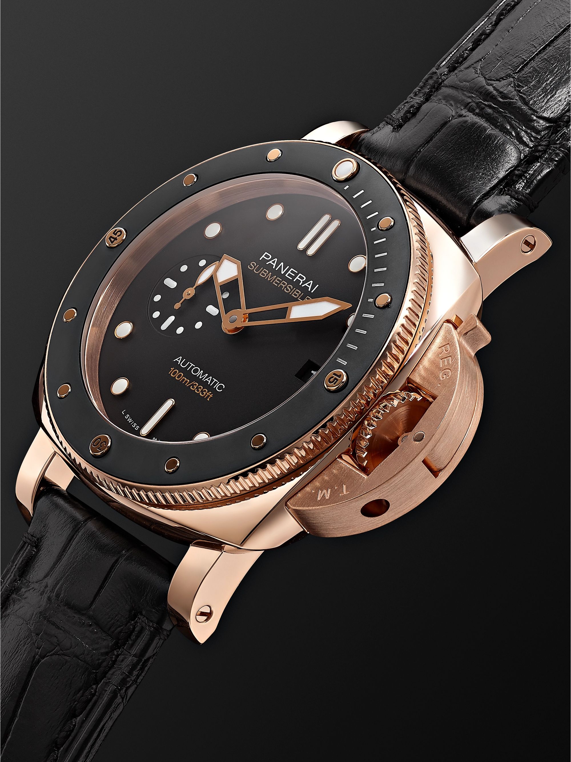 PANERAI Submersible Automatic 42mm Goldtech and Alligator Watch, Ref. No. PAM00974