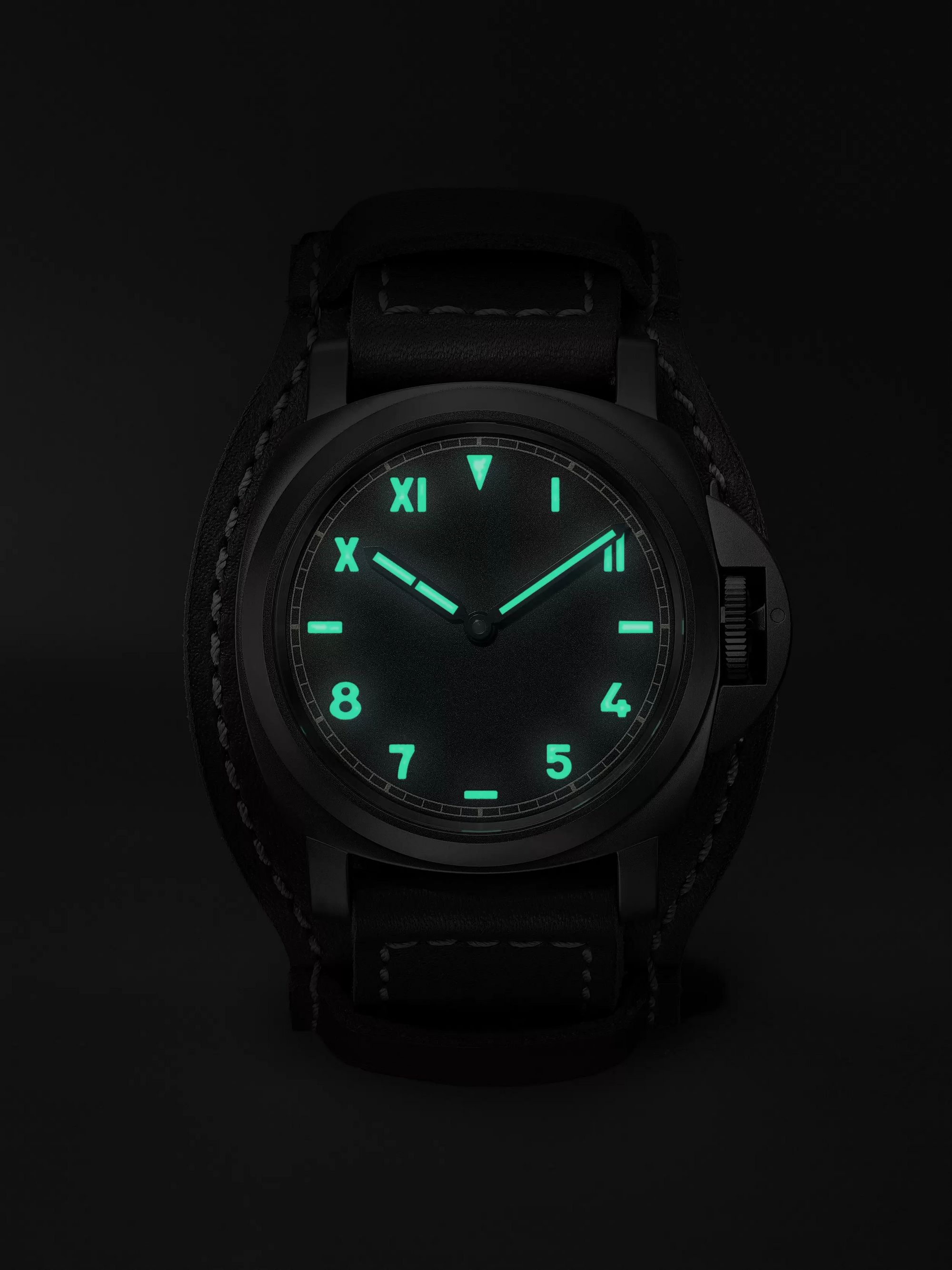 PANERAI Luminor California 8 Days DLC Hand-Wound 44mm Titanium and Leather Watch, Ref. No. PAM00779
